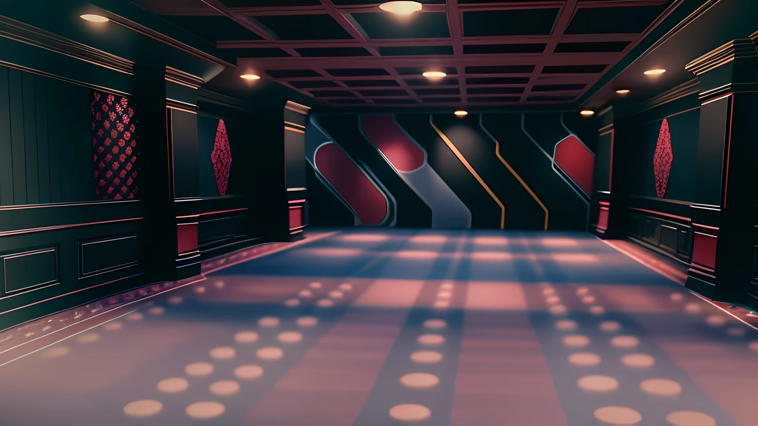 several barrels are lined up in a room with a table, lecture halls and gambling dens, inside a casino, virtual metaverse room, indoor casino, virtual set, rendered in rtx, futuristic casino, gaming table, gaming room in 2 0 4 0, rendered in unreal engine 6, raytraced 3d set design, octagon render 8k, path tracing render