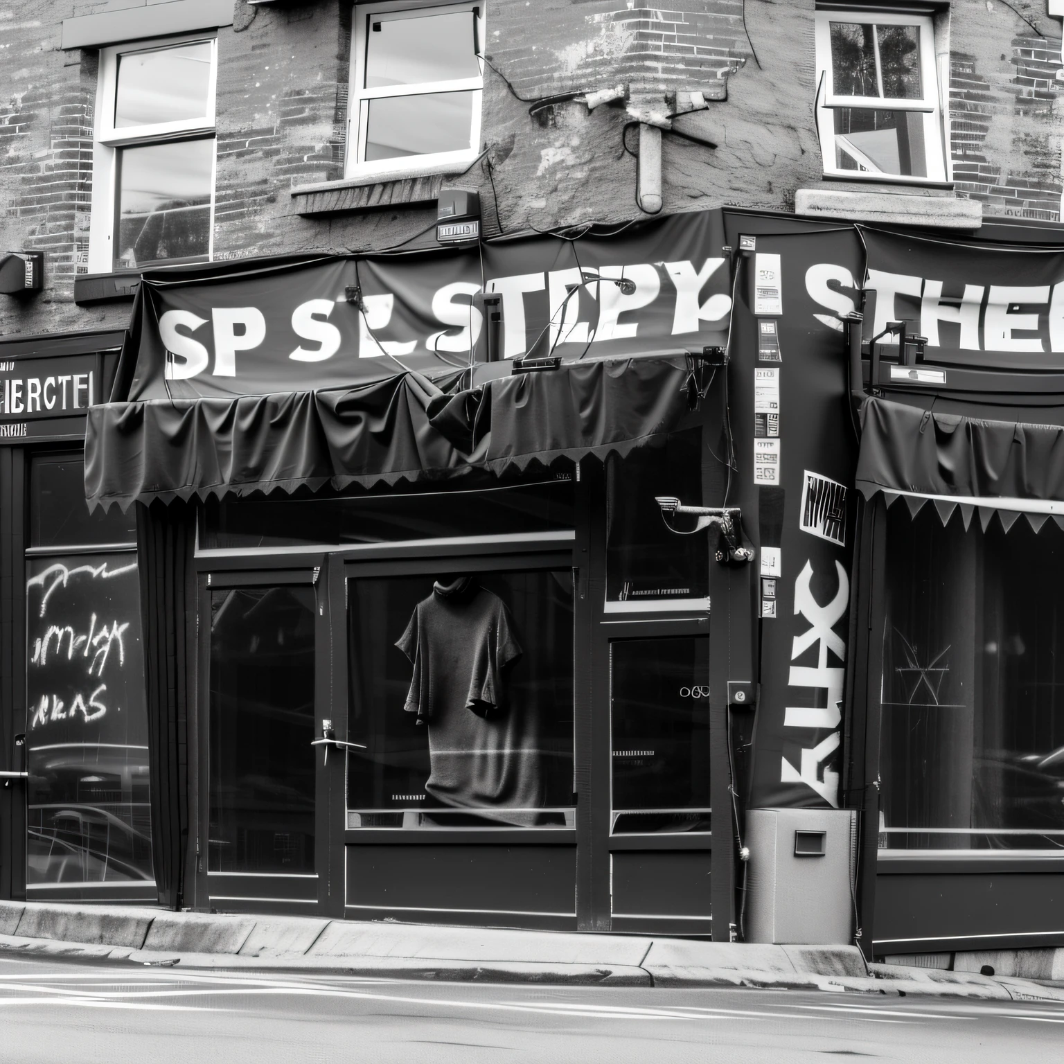 Image of a streetwear store with flashy storefronts and Streetwear garments on display. Aspect Ratio: 9:16 --auto