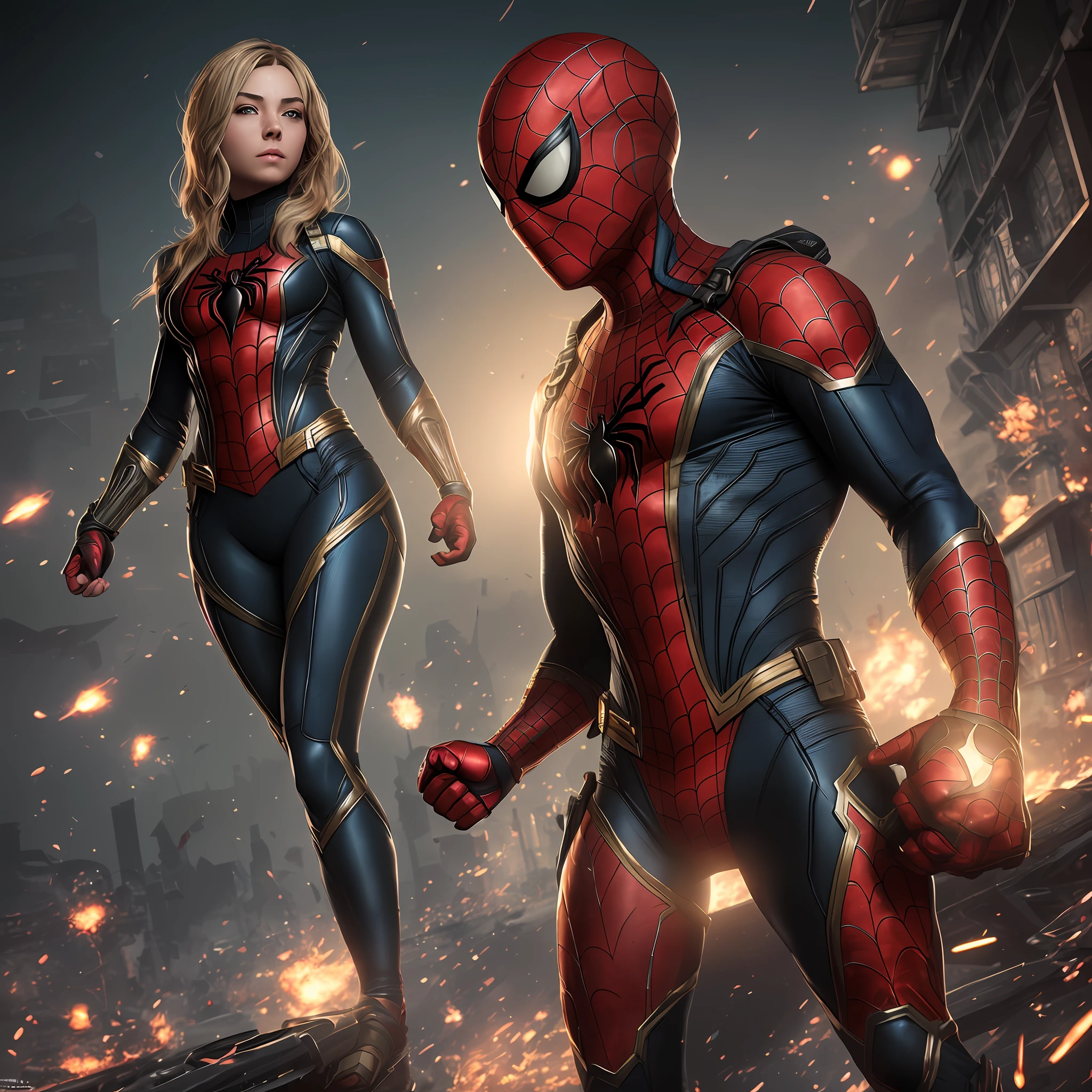 midjourny-v4 style, Professional Photoshot medium a spiderman perfectly played by gwen Stacy with highly detailed intricate cybernetics outfit, highly detailed beautiful face, standing in darkness with black particles surrounded the body, proportional body shape + perfect anatomy, symetrical dynamic pose, volumetric shadow, neon glowing dust particles effect + detailed particles, full hd render + 3d octane render + unreal engine 5 graphic 4k UHD + immense detail + dramatic lighting + well lit + intricate + fine details + octane render + Ray tracing + 8k + sharp focus + high vibran contrast, in the style Marvel style, trending on ArtStation --auto