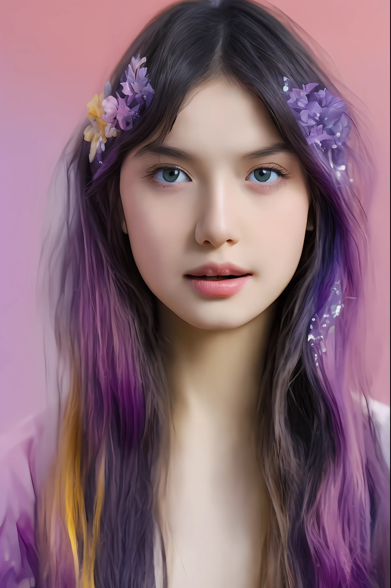 Colorful beautiful girl: a giru 8-years old, messy hair, oil painting, nice perfect face with soft skinice perfect face, blue yellow colors, light purple and violet additions, light red additions, intricate detail, splash screen, 8k resolution, masterpiece, cute face,artstation digital painting smooth veryBlack ink flow: 8k resolution photorealistic masterpiece: intricately detailed fluid gouache painting: by Jean Baptiste Mongue: calligraphy: acrylic: watercolor art, professional photography, natural lighting, volumetric lighting maximalist photoillustration: by marton bobzert:, complex, elegant, expansive, fantastical, wavy hair, vibrant