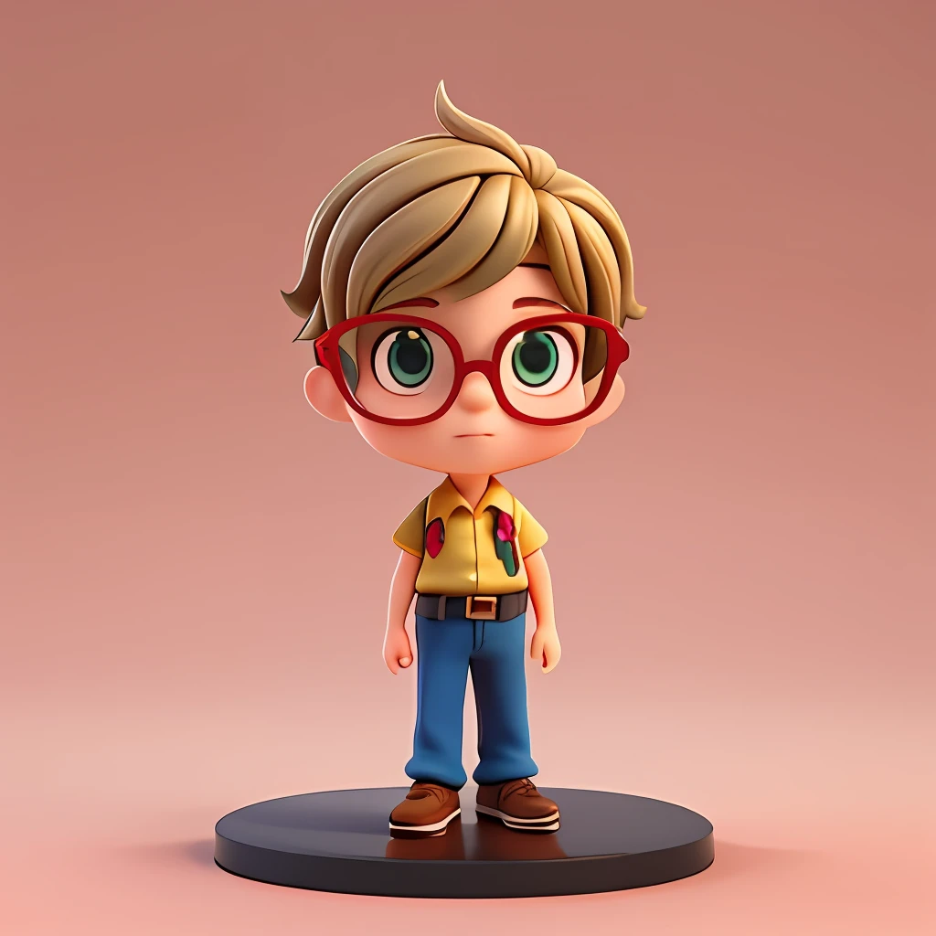 Bonito pequeno professor masculino de 50 anos de idade, huge head, tiro cabelo brano, wearing thin-framed glasses of round gold, olhos altamente detalhados, front-faceing, ajuste, professor, whole body view, Highly detailed hands, figuras de brinquedo, melhor qualidade, desenhos animados 3d, whole body view, fantasia, sonho, surrealismo, super bonito, trending in the artstation