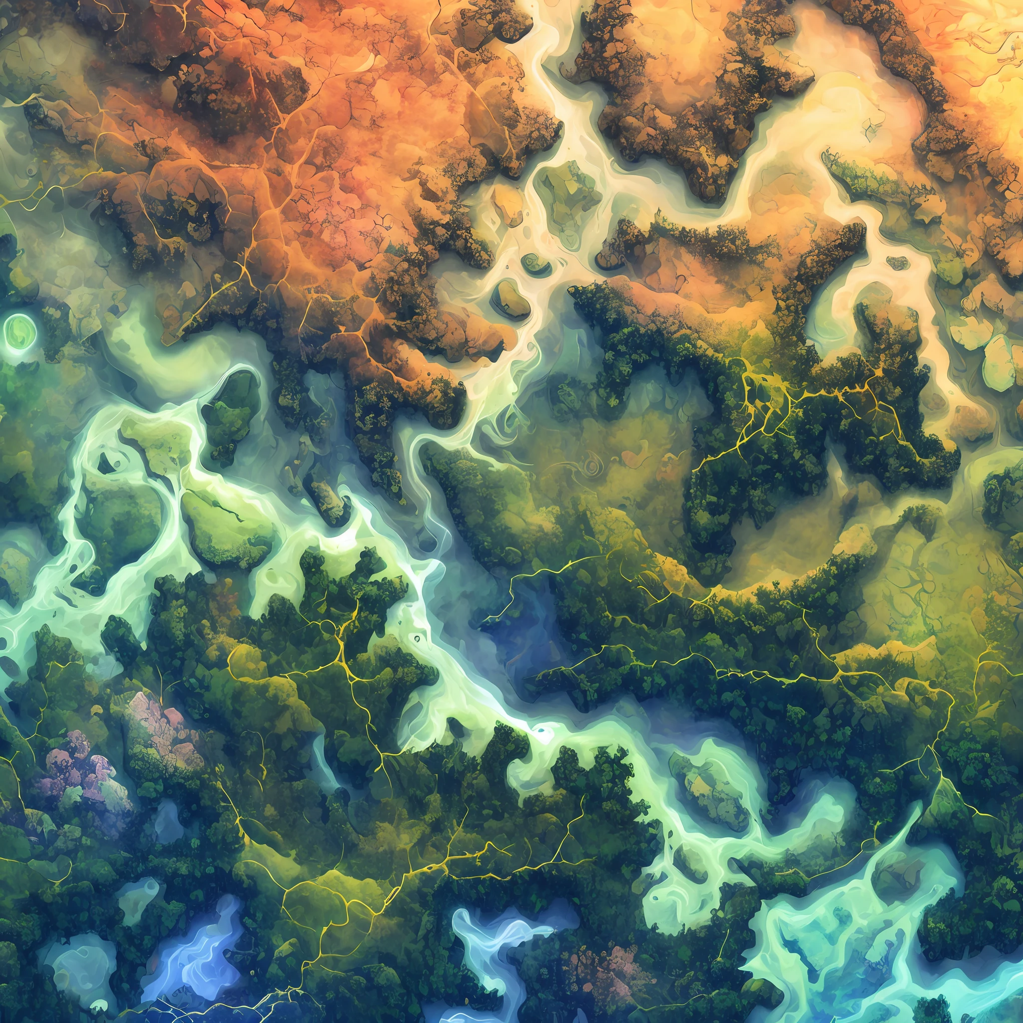 Vista arafed de um colorido, abstract painting of water and earth, paisagem fractal, vivid fantasy turbulent landscape, Arte digital altamente detalhada em 4k, pintura digital simplificada, pintura digital, arte digital de fantasia detalhada, Arte digital detalhada em 4k, pintura digital altamente detalhada, arte digital ultradetalhada, mundo fractal, arte digital superdetalhada, arte digital extremamente detalhada