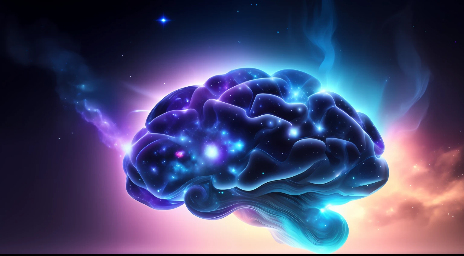 galaxias, espirais, outer space, nebulosas, estrelas, smoke billowing, iridescente, detalhe intrincado, in the form of a BRAIN, octane rendering, --auto