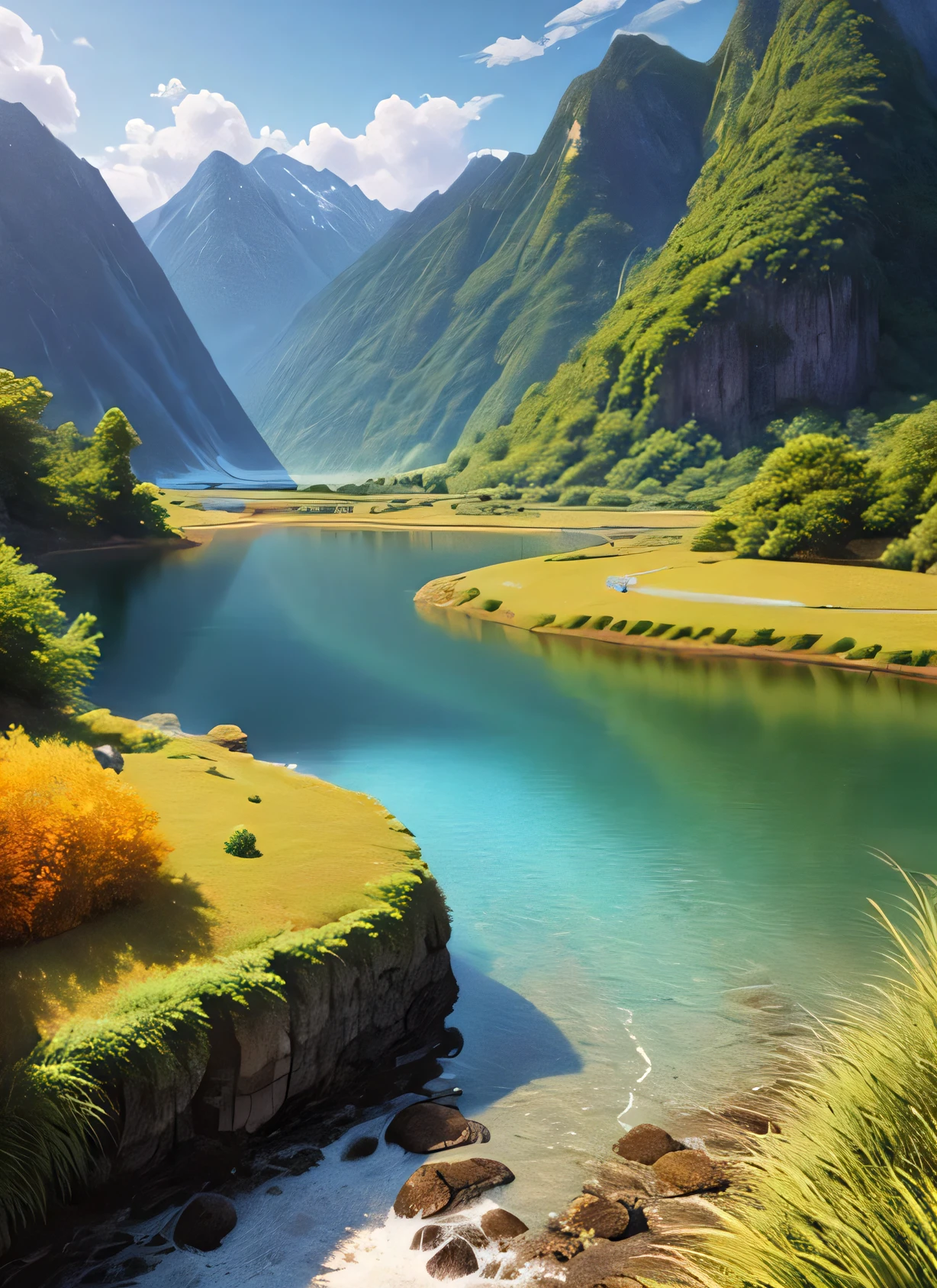 landscape,water,(extremely detailed CG unity 8k wallpaper), most beautiful artwork in the world,professional majestic oil painting,intricate, High Detail, Sharp focus, dramatic, photorealistic painting art