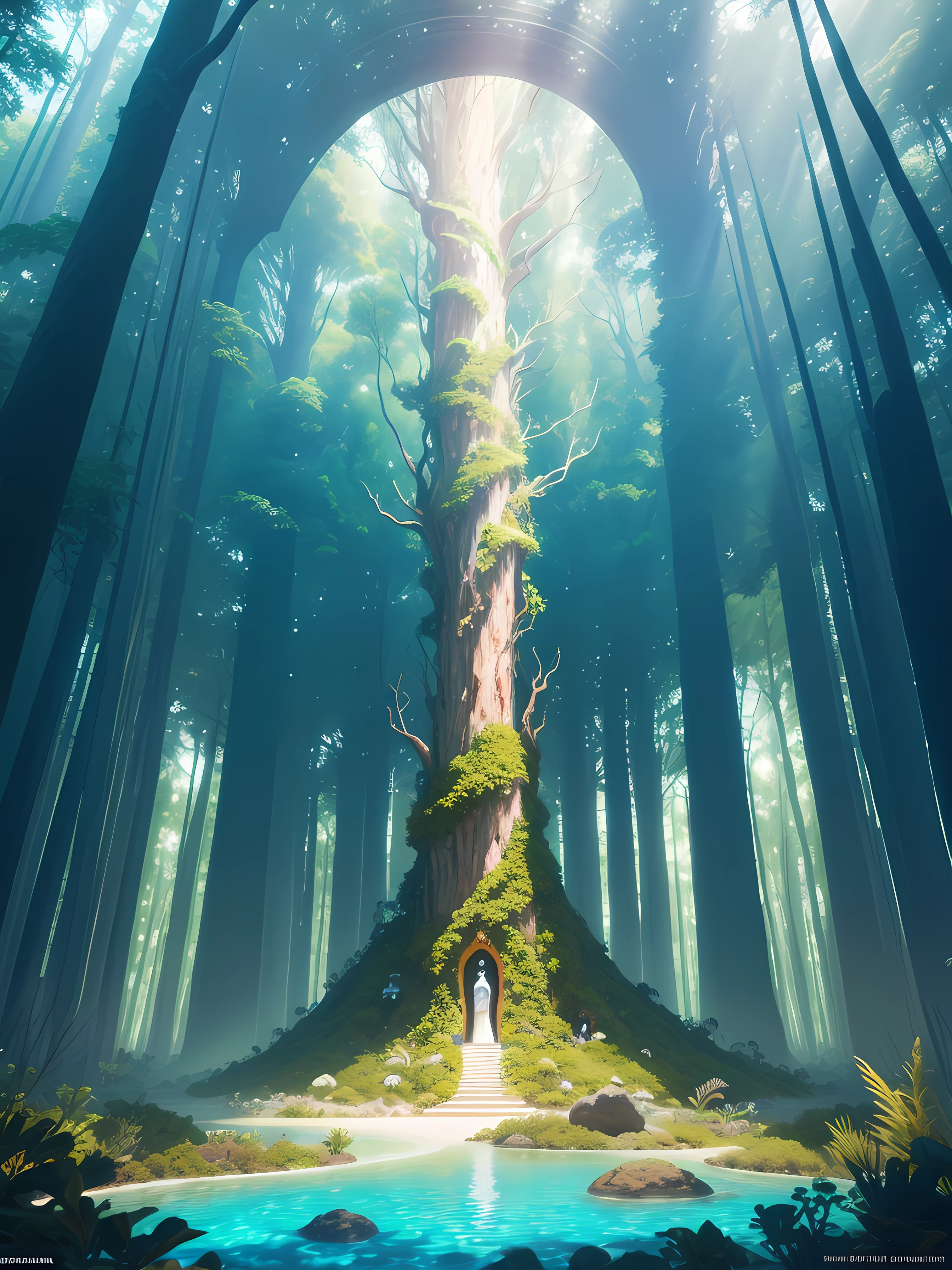 surrealista, Deambulando por el brillante bosque de coral, Fantastic flora and fauna, dreamy atmosphere, estilo 3D realista, Render de la corona, Fascinante escena de vida silvestre, Magical Ecosystem, Encuentros inesperados, Convivencia caprichosa, Artistic and surrealist representation, (Mejor Arte)