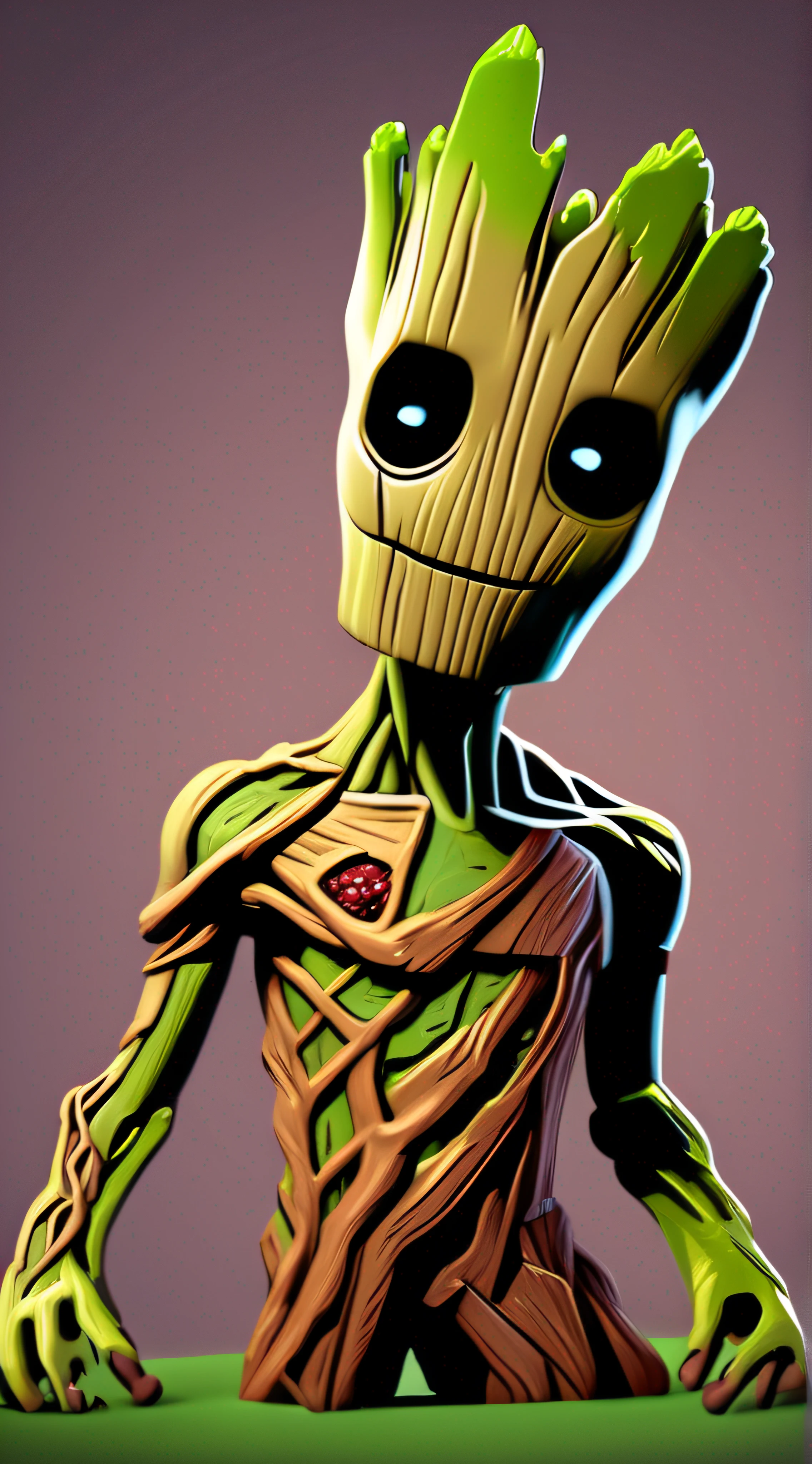 Groot but zombie , 3d high quality digital art