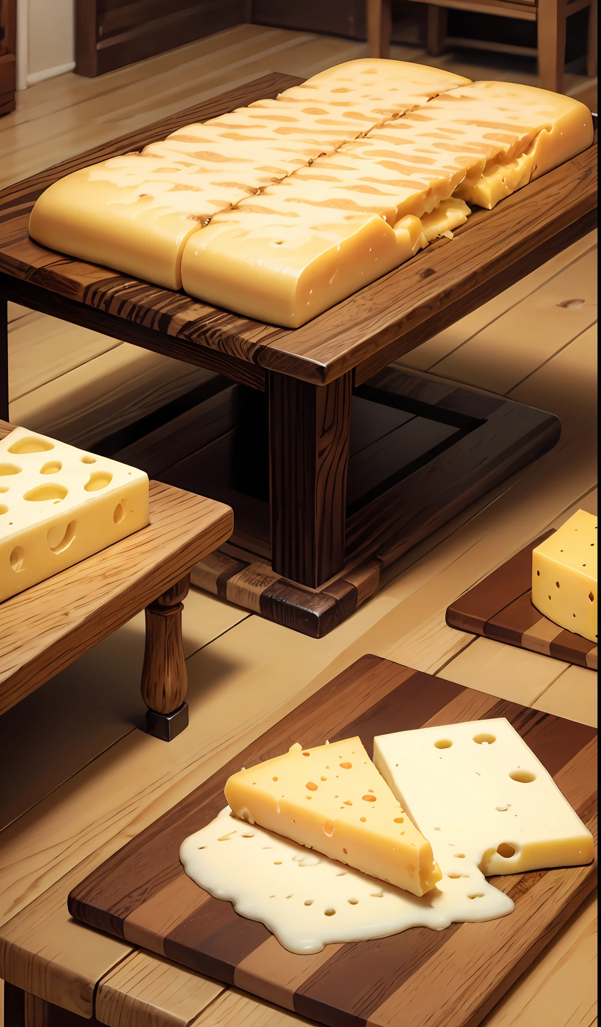 Checkered tables with cheese boards