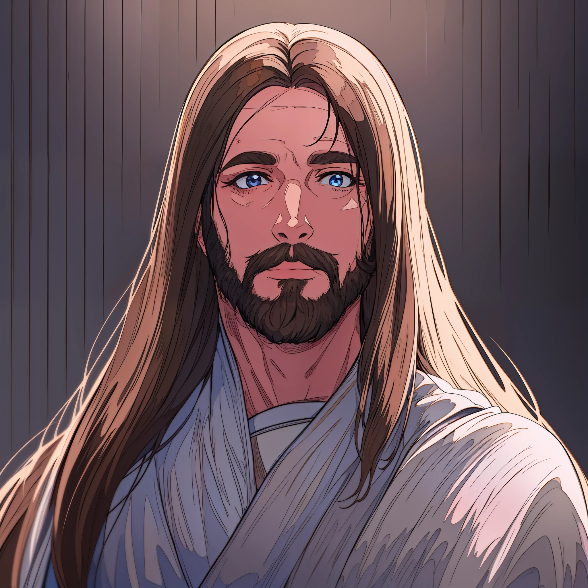 (symmetry),centered,a ((close)) up portrait,(Jesus),a very thin white man with long brown hair and a beard,wearing a long white robe,35mm,natural skin,clothes detail, 8k texture, 8k, insane details, intricate details, hyperdetailedhighly detailed,realistic,soft cinematic light,HDR,sharp focus, ((((cinematic look)))),intricate, elegant, highly detailed