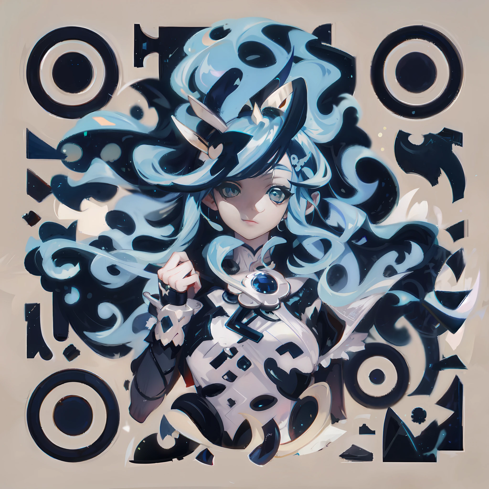 Anime girl with blue hair and a skull, cyber punk perssonage, cirque, Magic Hat, bright colorful, loish van baarle, jen bartel, r / art, r/art, r /art, inspired by Yanjun Cheng, 2D art, 2 d art, inspired by Gao Cen, no type, Beeple e James Jean, author:Gozen, loish |