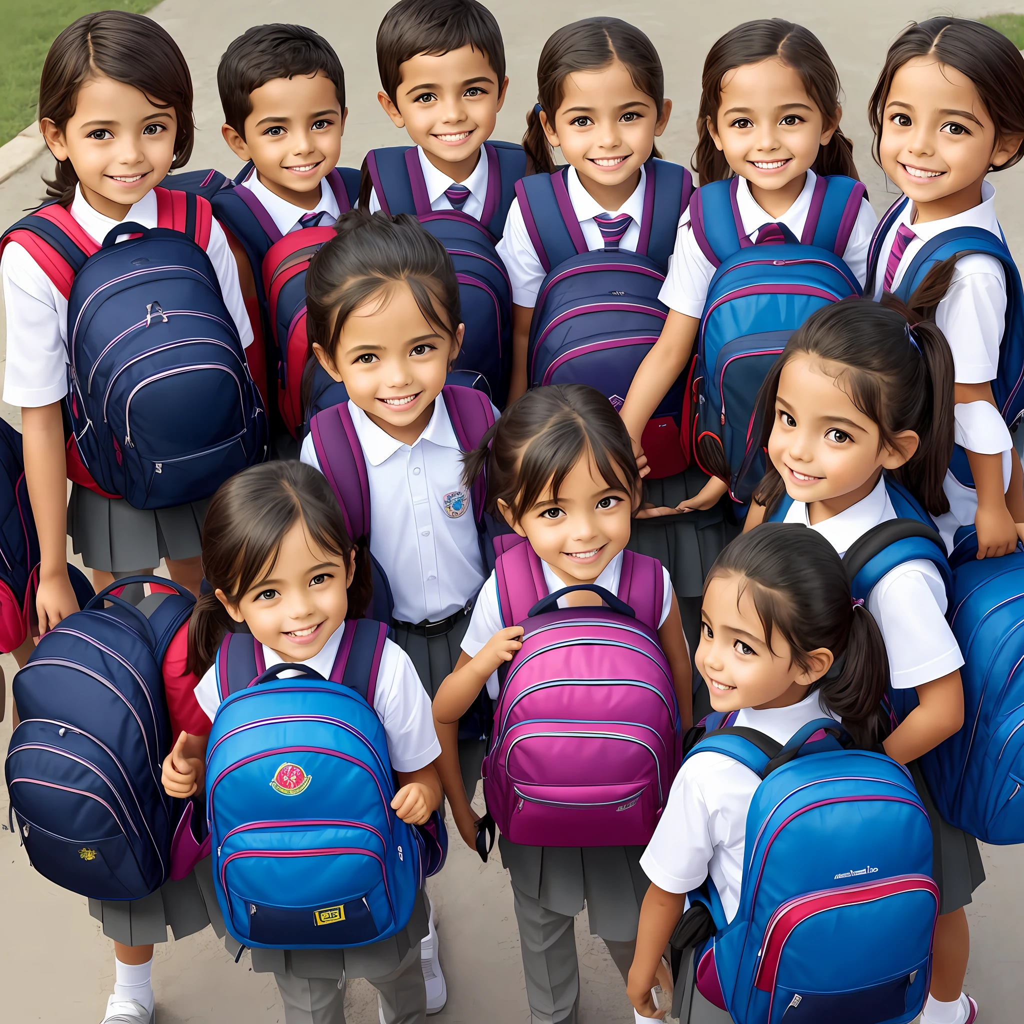 la realidad hecha en un colegio, happy children, completamente humanos, profesor, with authority and high performance, la locacion, extraordinaria, children with backpacks --auto