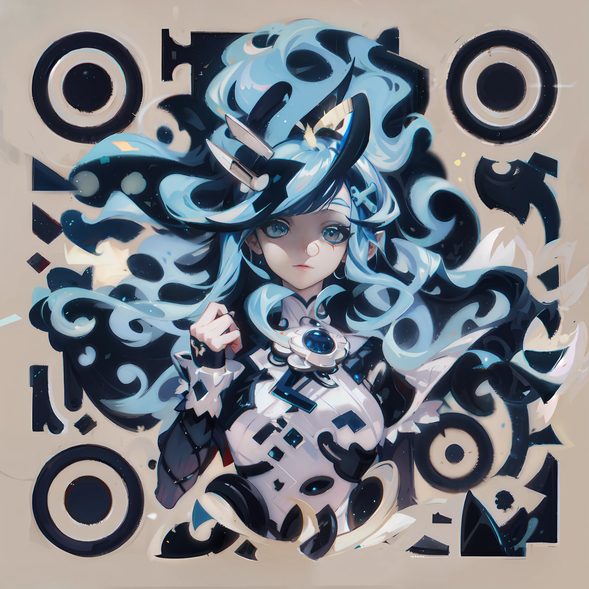Anime girl with blue hair and skull, cyber punk perssonage, cirque, bright colorful, loish van baarle, jen bartel, r / art, r/art, r /art, inspired by Yanjun Cheng, 2D art, 2 d art, inspired by Gao Cen, no type, Beeple e James Jean, author:Gozen, loish |