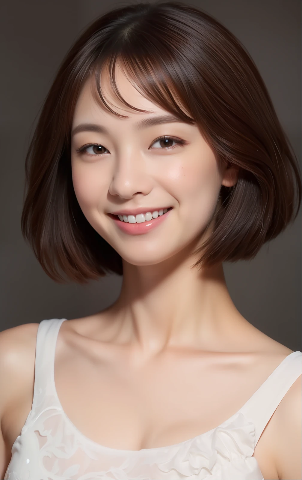 (8K, Best Quality, Masterpiece: 1.2), (Realistic, Photorealistic: 1.37), Super Detail, 1 Girl, Cute, Solo, (Redness of the Nose), (Smile: 1.15), (Mouth Closed) Small, Beautiful Eyes, (Short Hair: 1.2), Floating Hair Novafrog style, upper body