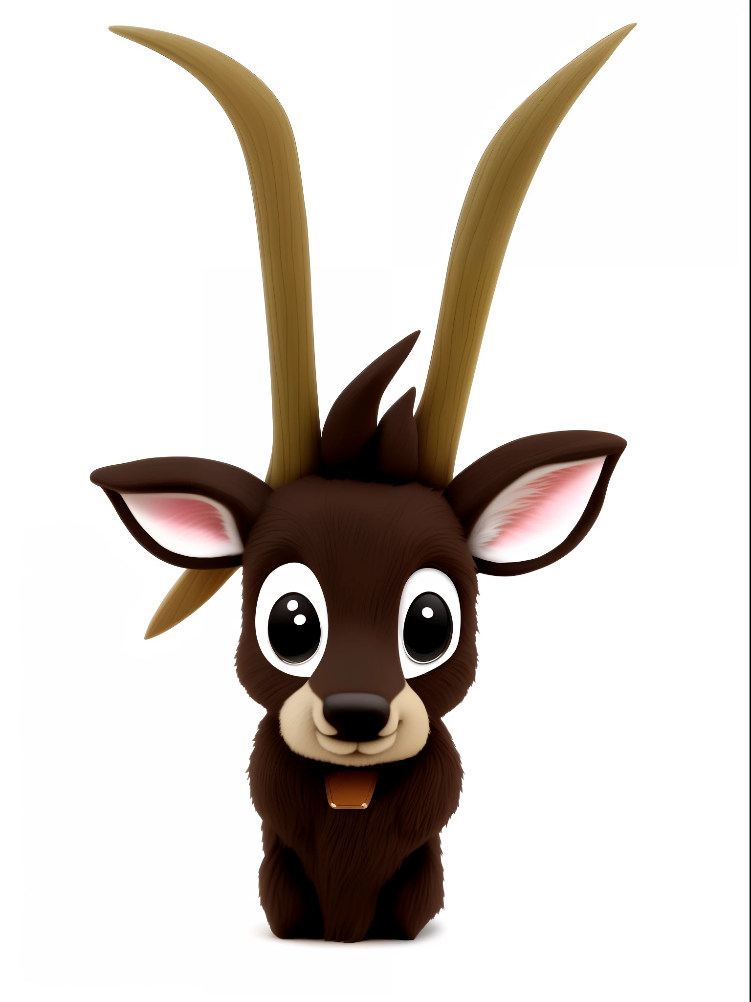 cabra dos desenhos animados com chifres e um sorriso no rosto, com chifres, com orelhas pontudas, cauda longa com chifres, an anthropomorphic deer, orelhas longas e pontudas, anthropomorphic deer, Pedro, o Bode, the devastating wise goat, anthropomorphic female deer, chifres bonitos, uma cabra, com chifres pretos em vez de orelhas