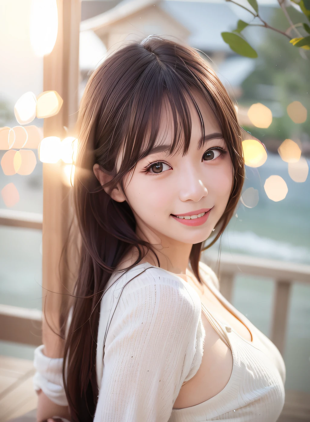 a smile、White clothes、A dark-haired、Mare