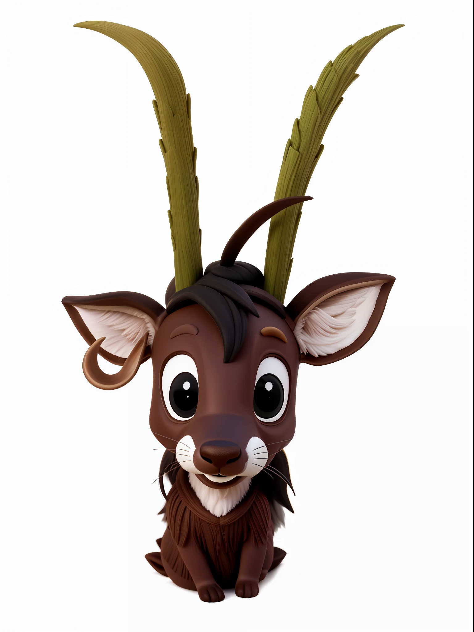 cabra dos desenhos animados com chifres e um sorriso no rosto, com chifres, com orelhas pontudas, cauda longa com chifres, an anthropomorphic deer, orelhas longas e pontudas, anthropomorphic deer, Pedro, o Bode, the devastating wise goat, anthropomorphic female deer, chifres bonitos, uma cabra, com chifres pretos em vez de orelhas