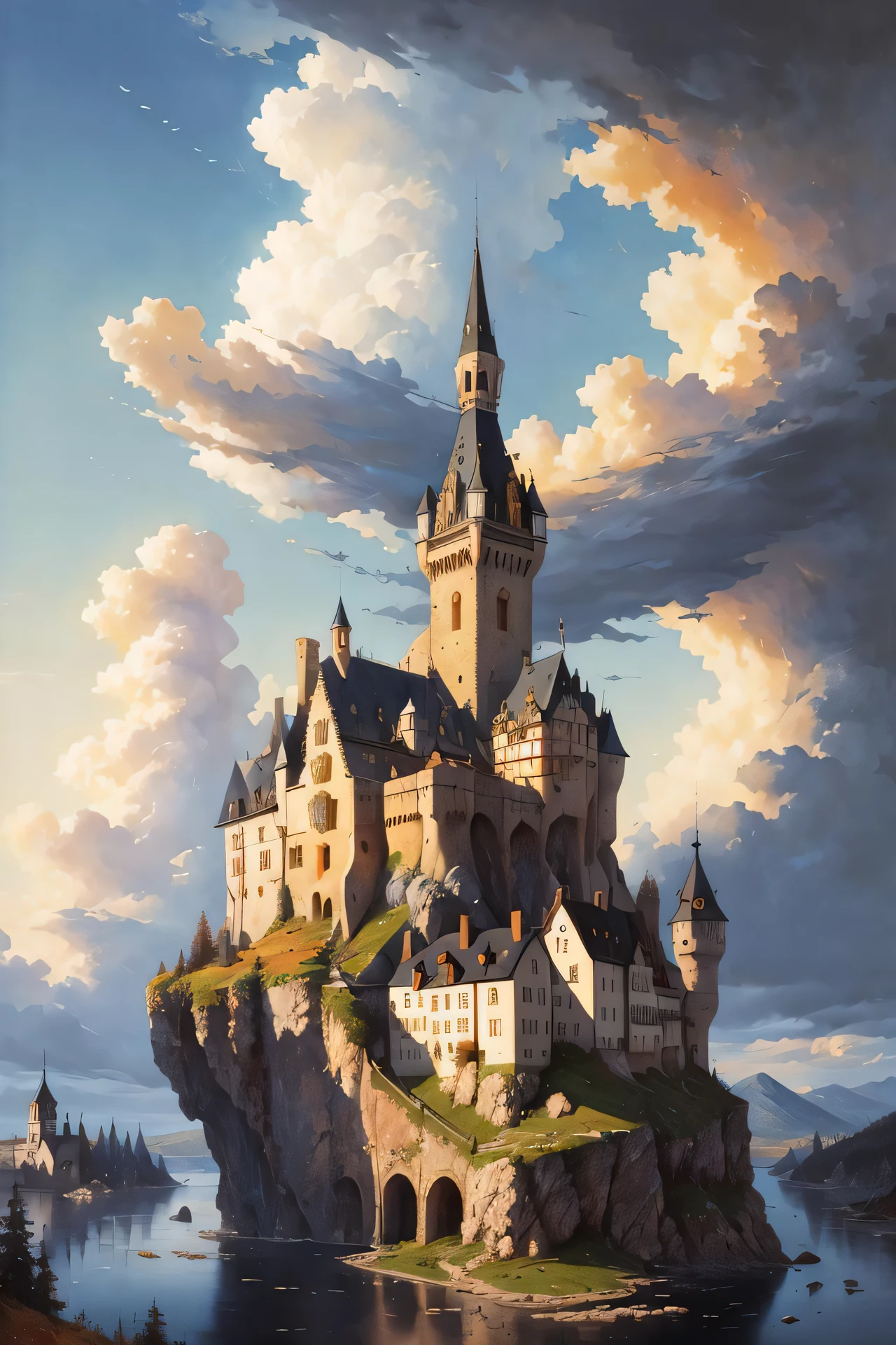 dreamlikeart absurdres highres masterpiece best quality
Alois Arnegger Antoine Blanchard
town castle forest sea sky clouds