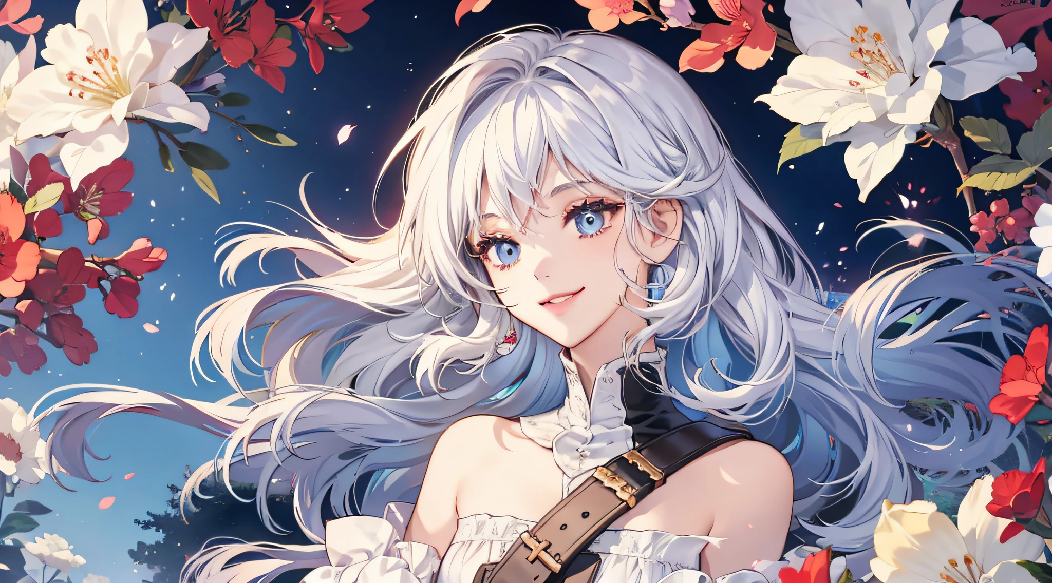 Huya, white hair, girly, smile, cute