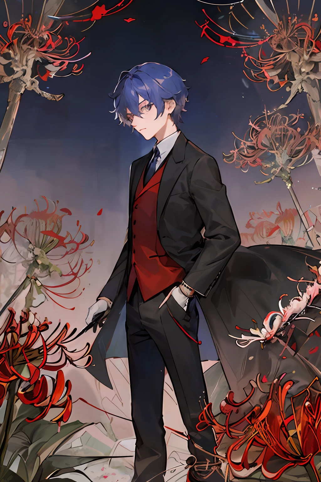Crie um personagem masculino estilos Cartoon, com capa azul e uniforme vermelho.