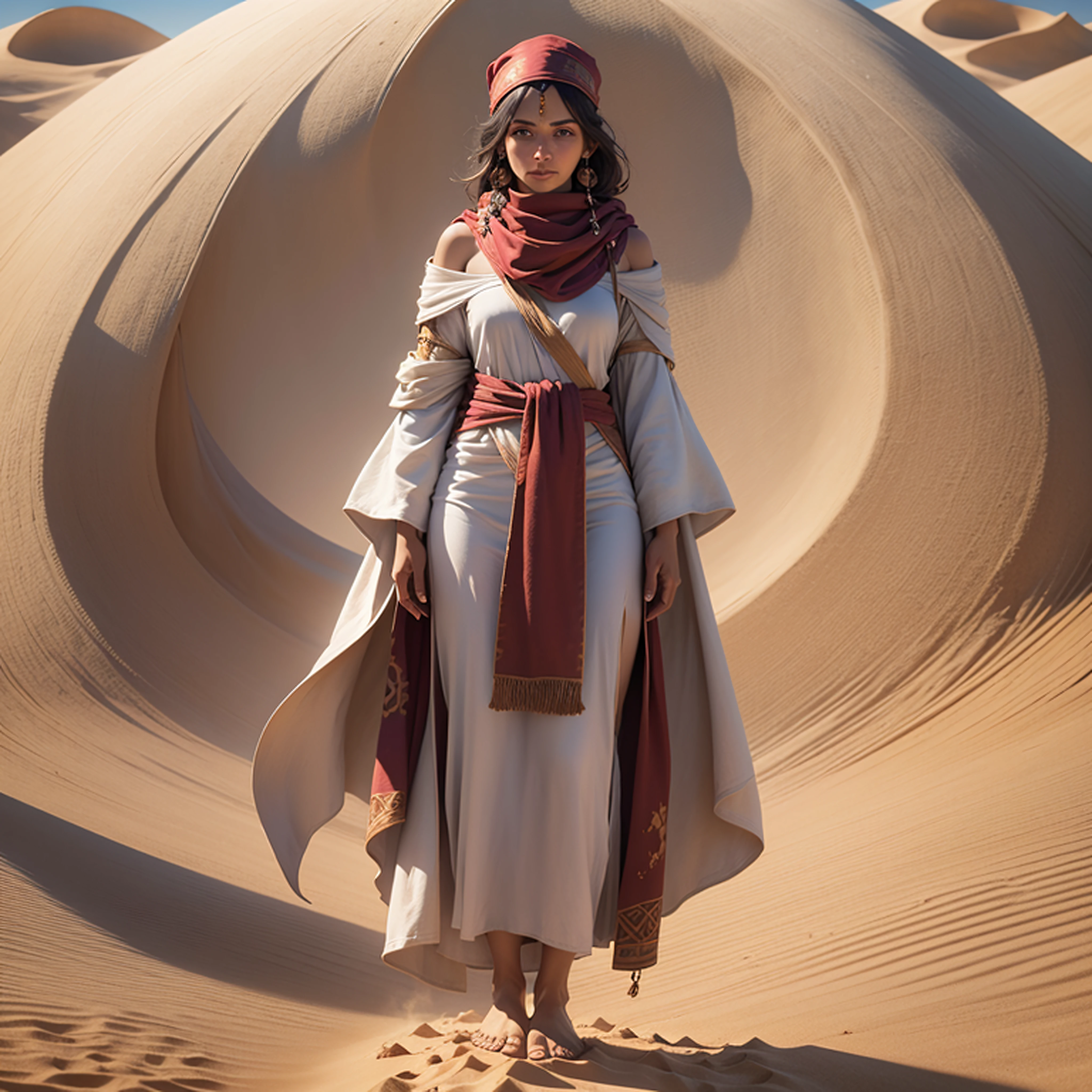"masterpiece, best quality, ultra-detailed, Moses (Hebrew robes:1.1), Exodus book scene, holding a shepherd's crook (Egyptian bandages: 1.2) against a backdrop of sand dunes best Van Gogh illumination, portrait style, high sharpness, colorfull, emotional expression, sunlight from above (volumetric light: 1.4), subtle texture, dynamic pose." --auto