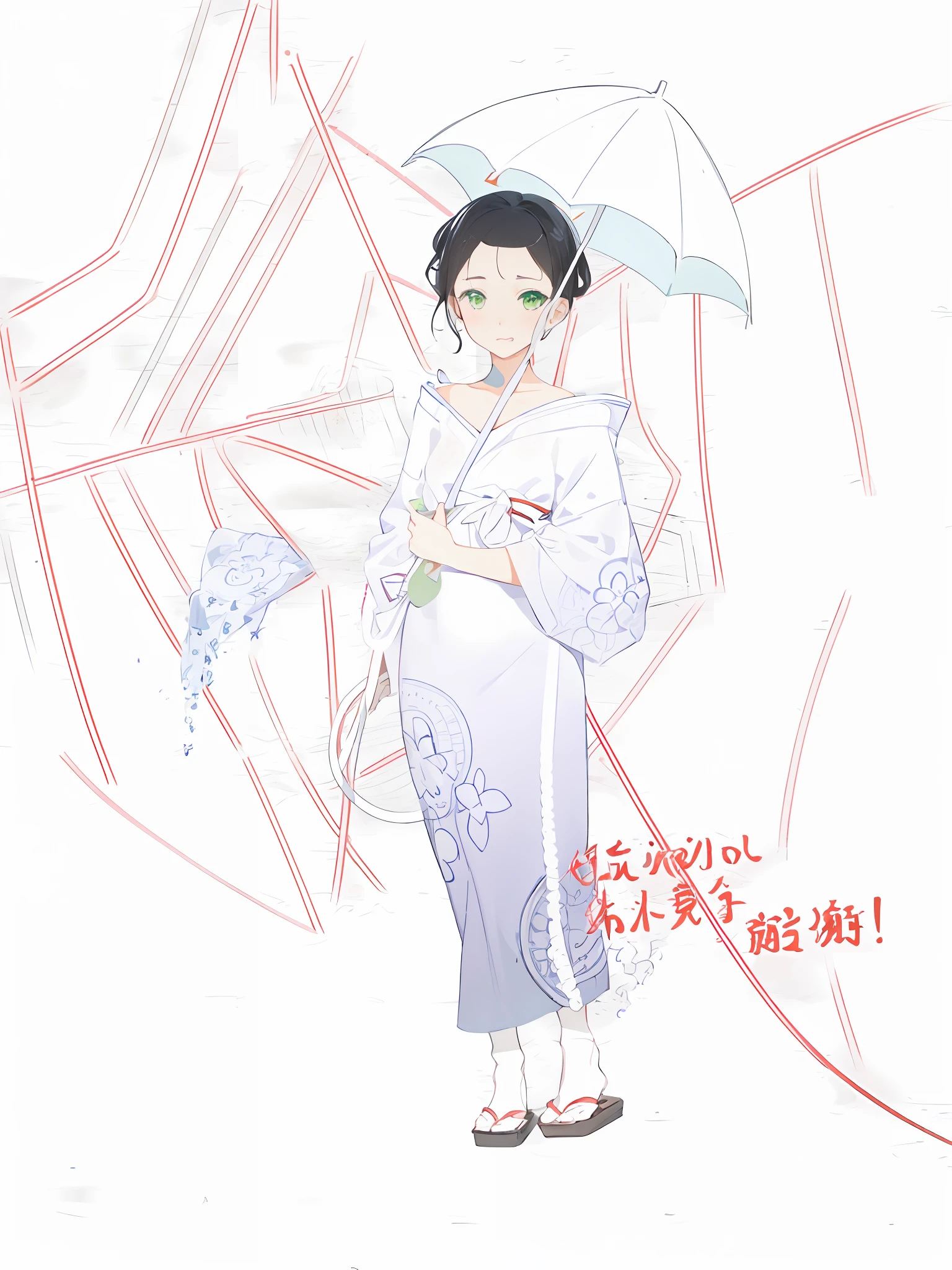 1girl,Black hair  ，Green eyes, sportrait, photorealestic, Towels, (onsen), sidelighting, wallpaper, nsfw,，Coiled hair