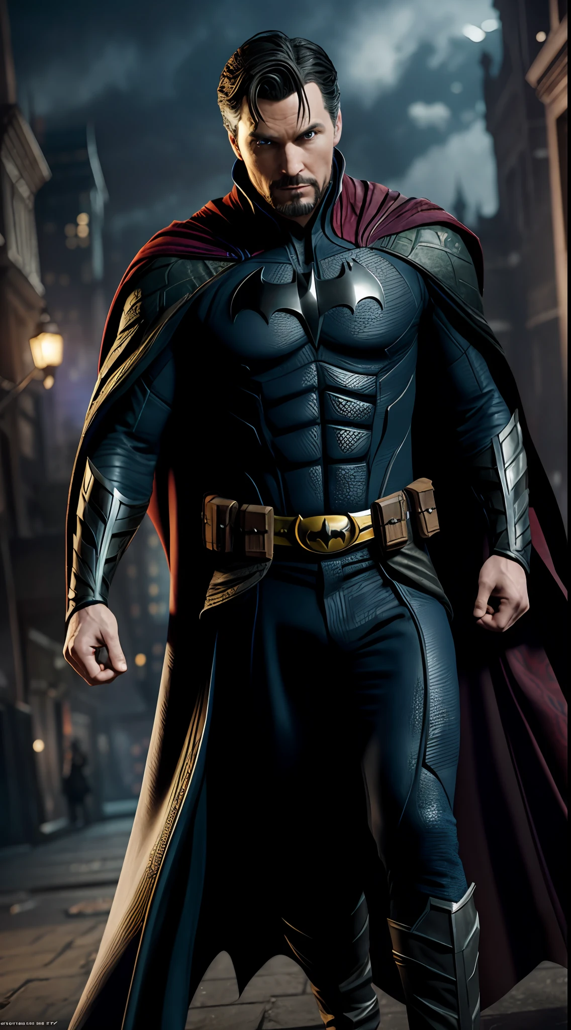 batman doctor strange america, octane render, unreal engine, highly detailed, intricate