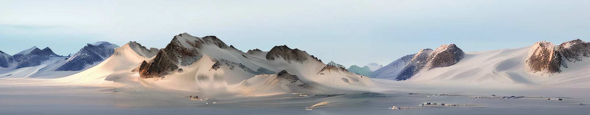 Snow-covered mountains and skis in the distance, antarctic mountains, desolate arctic landscape, sci-fi of iceland landscape, amazing alien landscape, stunning alien landscape, desolate glacial landscape, mars landscape, ice mountains afar, mars landscape, luminist polar landscape, Gravran, planet hoth, Salt Dome, an alien landscape, highly detailed terrain