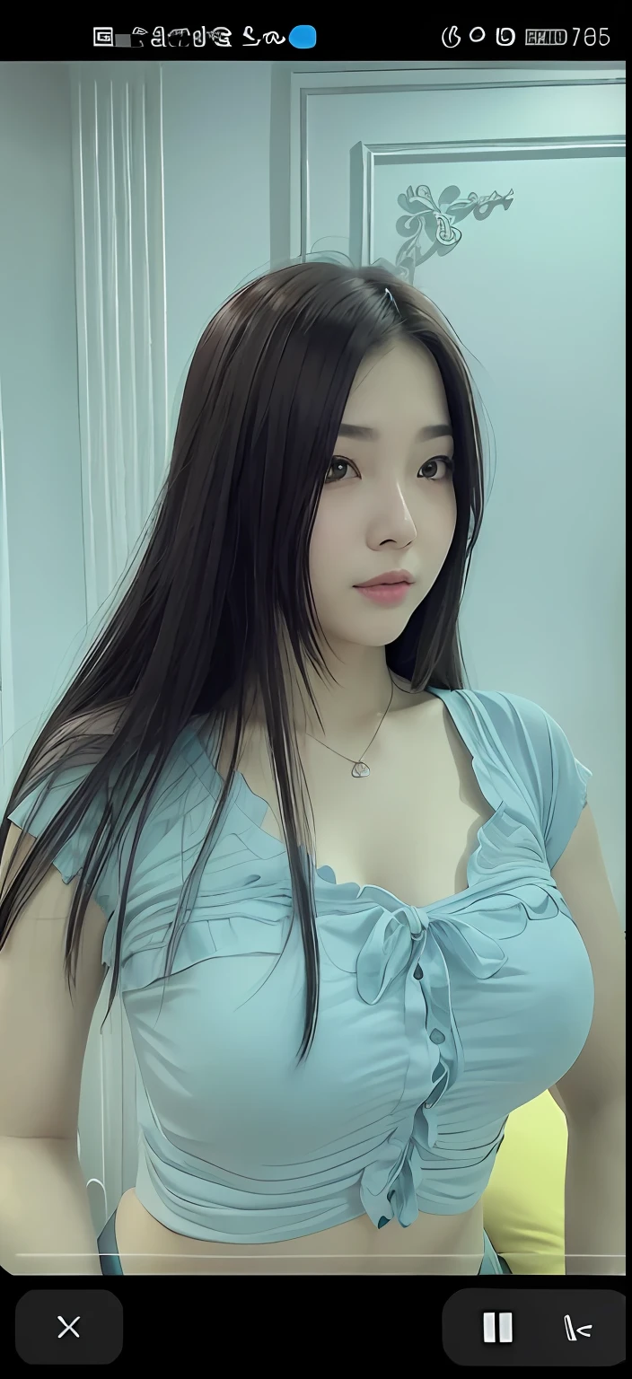 a close up of a woman in a blue top posing for a picture, Gorgeous young Korean woman, beautiful Korean women, Korean girl, Beautiful young Korean woman, Korean woman, jaeyeon nam, Choi Hyun-hwa, Korean Idol, gorgeous chinese models, young lovely Korean faces, gongbi, cute korean actress, hwang se - on