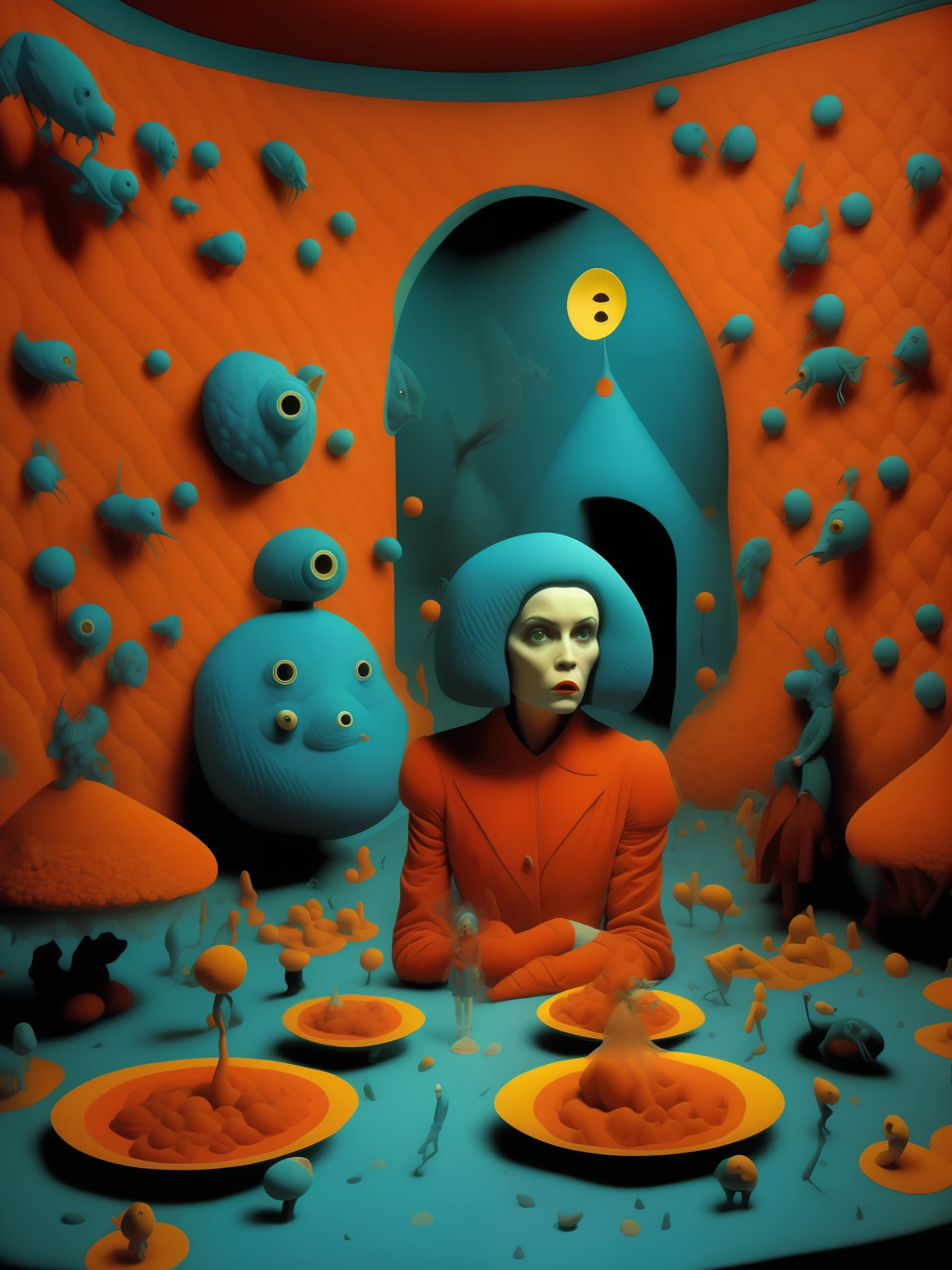 art style by [sandy skoglund + Eugenio Recuenco + goya], creature of the night