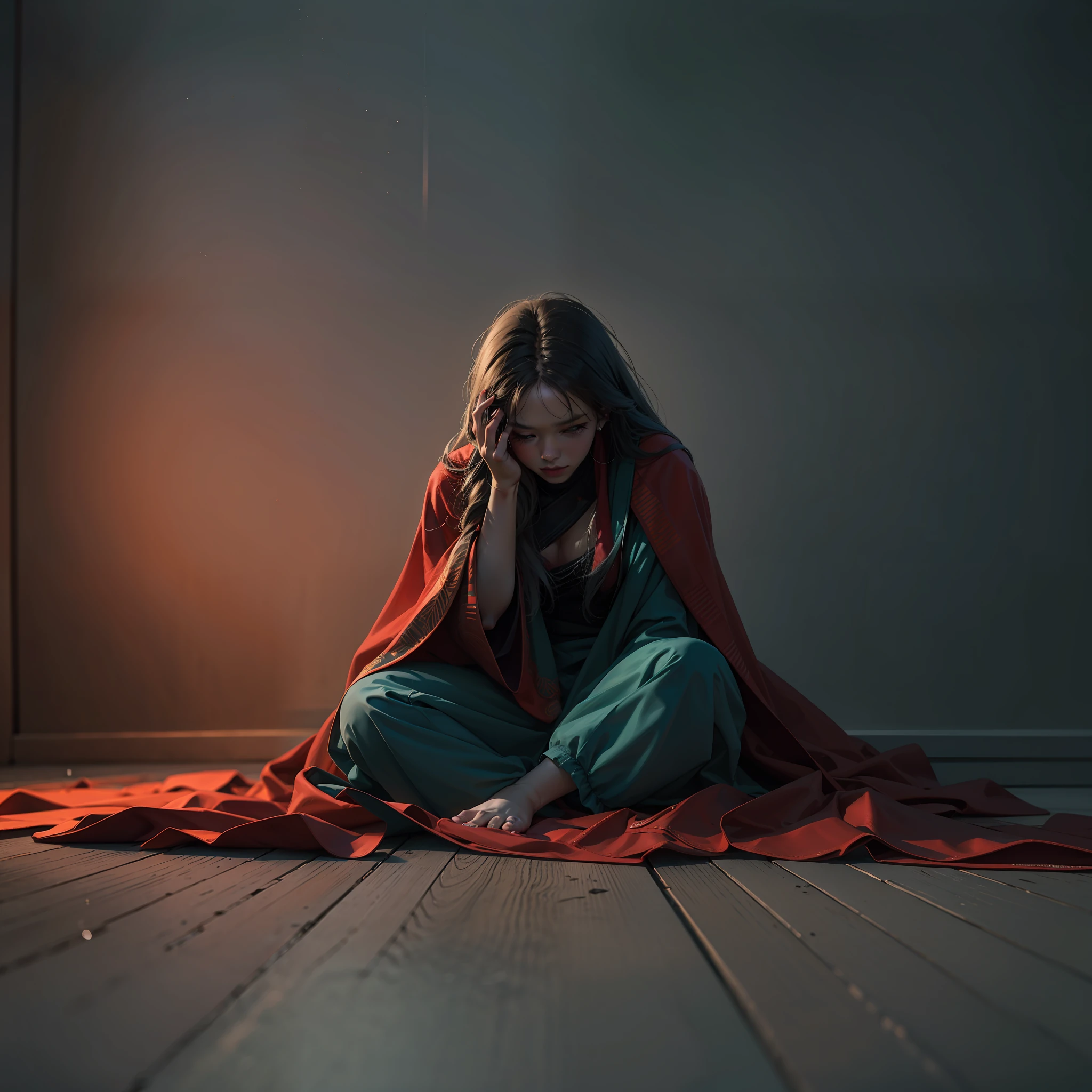 Feet covered with red cloth