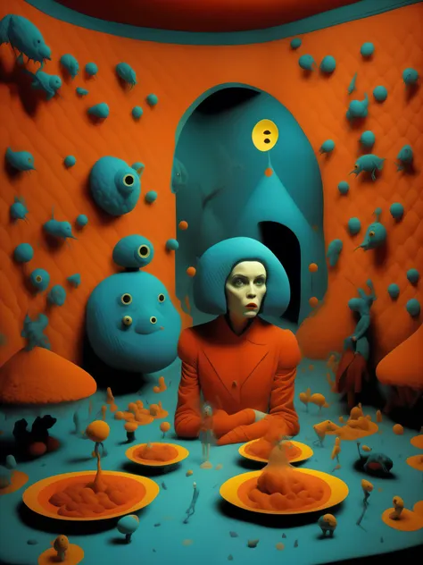 art style by [sandy skoglund + eugenio recuenco + goya], creature of the night