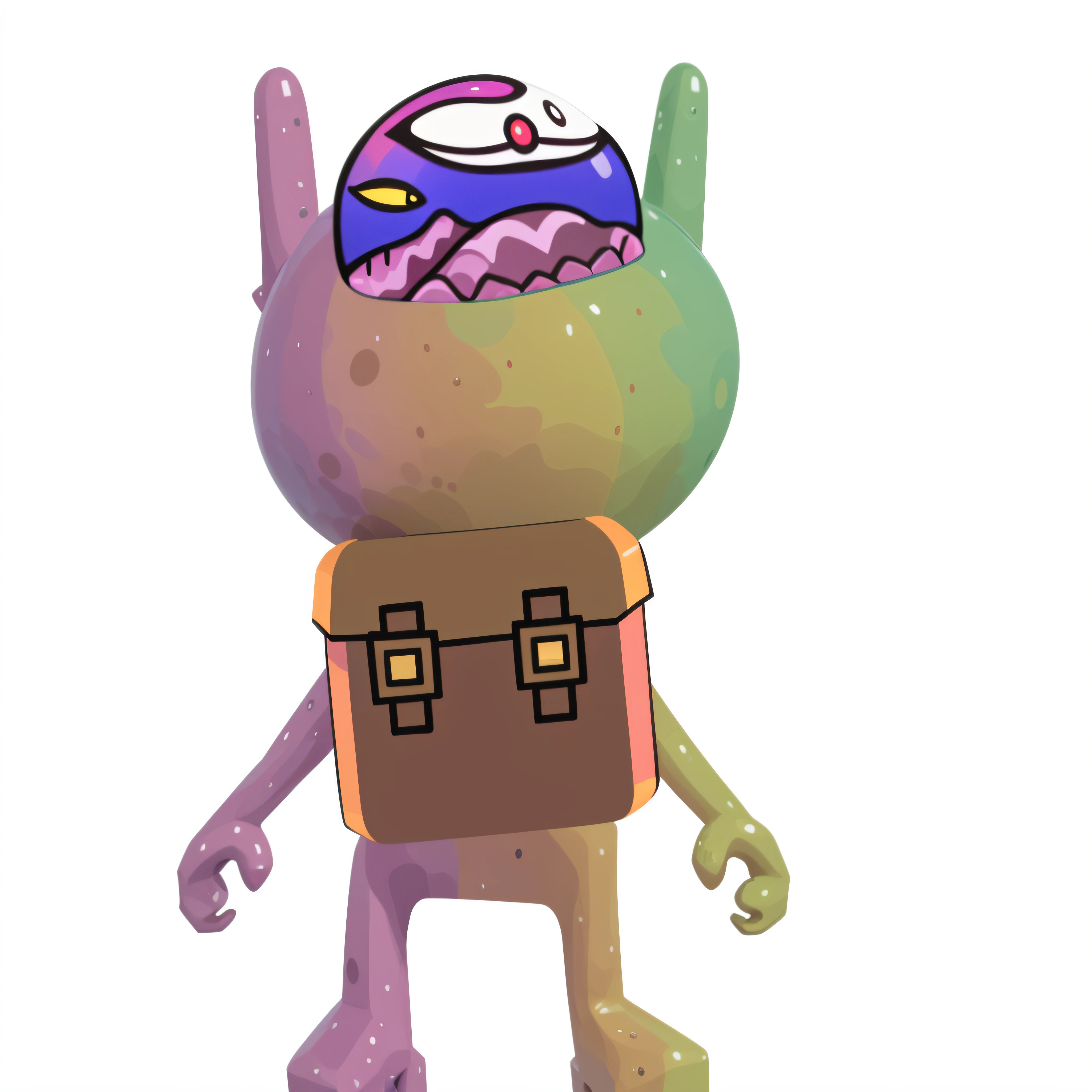 cartoon character with a backpack and a hat on, mind character, petscop, character is covered in liquid, derpibooru, goblinko, weird expressionist pose, mental ray, space alien, brains, brainbow, danbooru, merged character, an evil alien astronaut, octan render, pscychodelic, danbooru and artstation