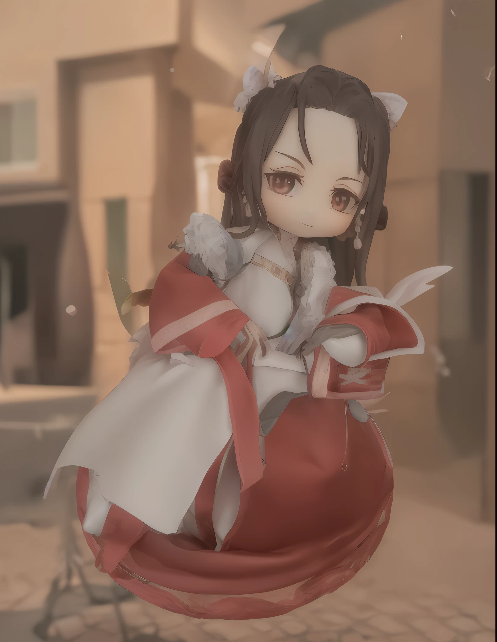 Anime statue: A woman sitting on a stake, pvc figurine, Anime figur, From Arknights, Anime figure, good smile company anime style, style as nendoroid, nendoroid, Nendoroid 3D, nezuko-chan, neko, anime action figure, the anime girl is crouching, reimu hakurei, ahri
