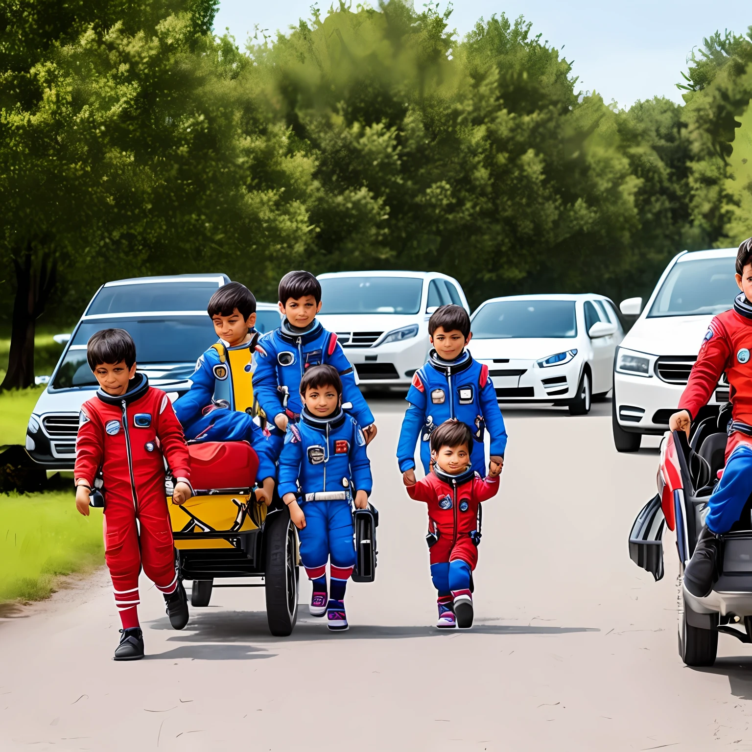 Children returning home after an adventure in space --auto