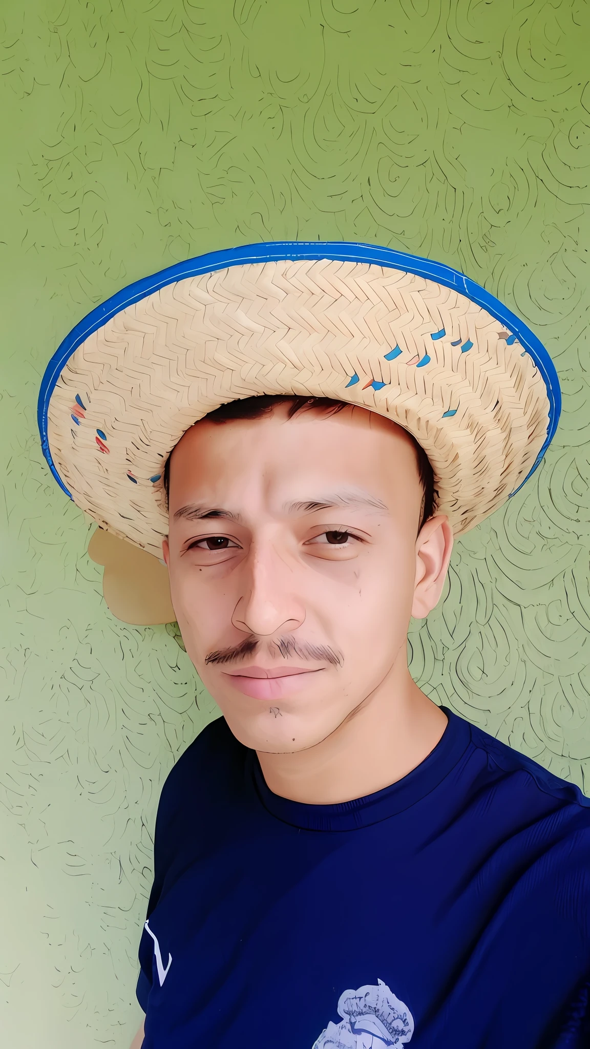 Arafed man wearing a straw hat with mustache and mustache, wearing a hat, Jovem espanhol, mexicano, kalap, em torno de 1 9 anos, he is wearing a hat, Bigode mexicanoo, with a weird hat, imagem frontal, Alejandro, 14 yo menino berbere, Jose Miguel Romano Francisca, senor salme, Diego 5, andres rios
