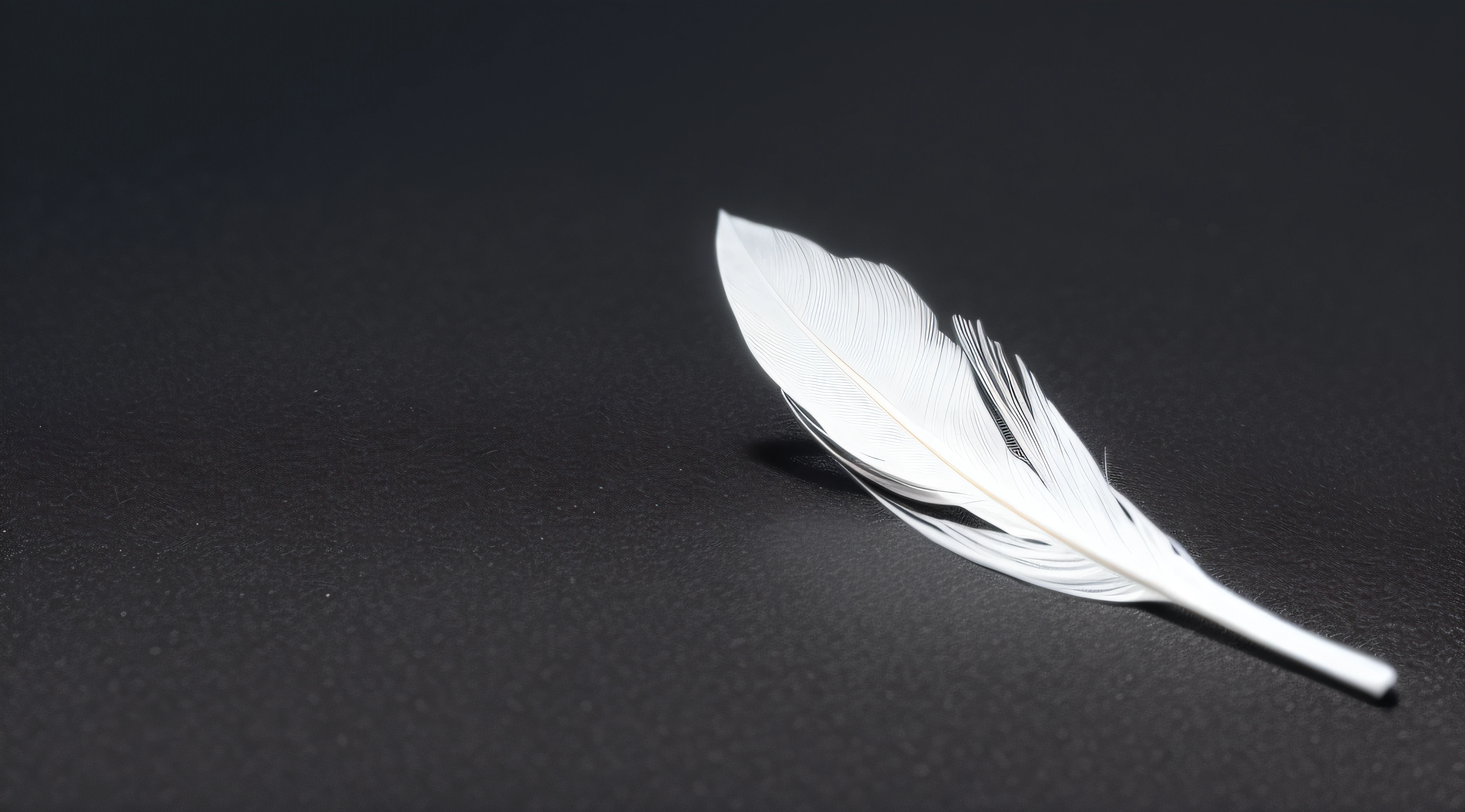 a single small white feather on black background
