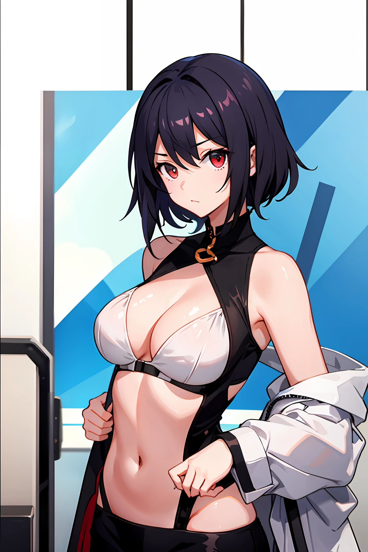 anime big breast,whaite hair,red - eyed,