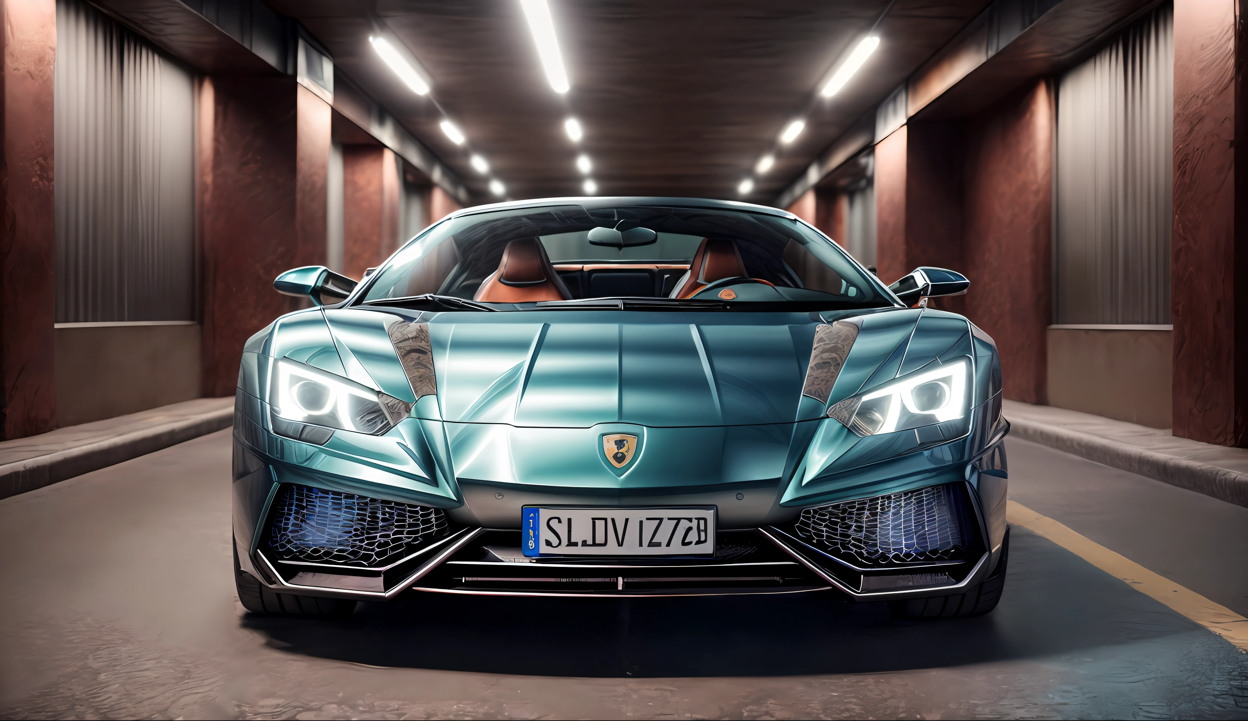 A picture of a baby blue svo Lamborghini parked under a well lit parkade at night , shallow depth of field, cinematic light, soft light (RAW, analogue, Nikon Z 14mm ultra-wide angle lens, award-winning glamour photograph, ((best quality)), ((masterpiece)), ((realistic)), tessellation, ambient occlusion, ray-tracing, subsurface scattering, radiant light rays, high-res, detailed facial features, high detail, sharp focus, aesthetic, extremely detailed, extremely, octane render, photorealistic, realistic, post-processing, max detail, realistic shadows, roughness, real life, ultra-realistic, photorealism, photography, 8k UHD, photography, intricate, highly detailed, sharp focus, stunning, 8k, intricate, highly detailed, majestic, digital photography, (masterpiece, sidelighting, finely detailed, wide angle camera,