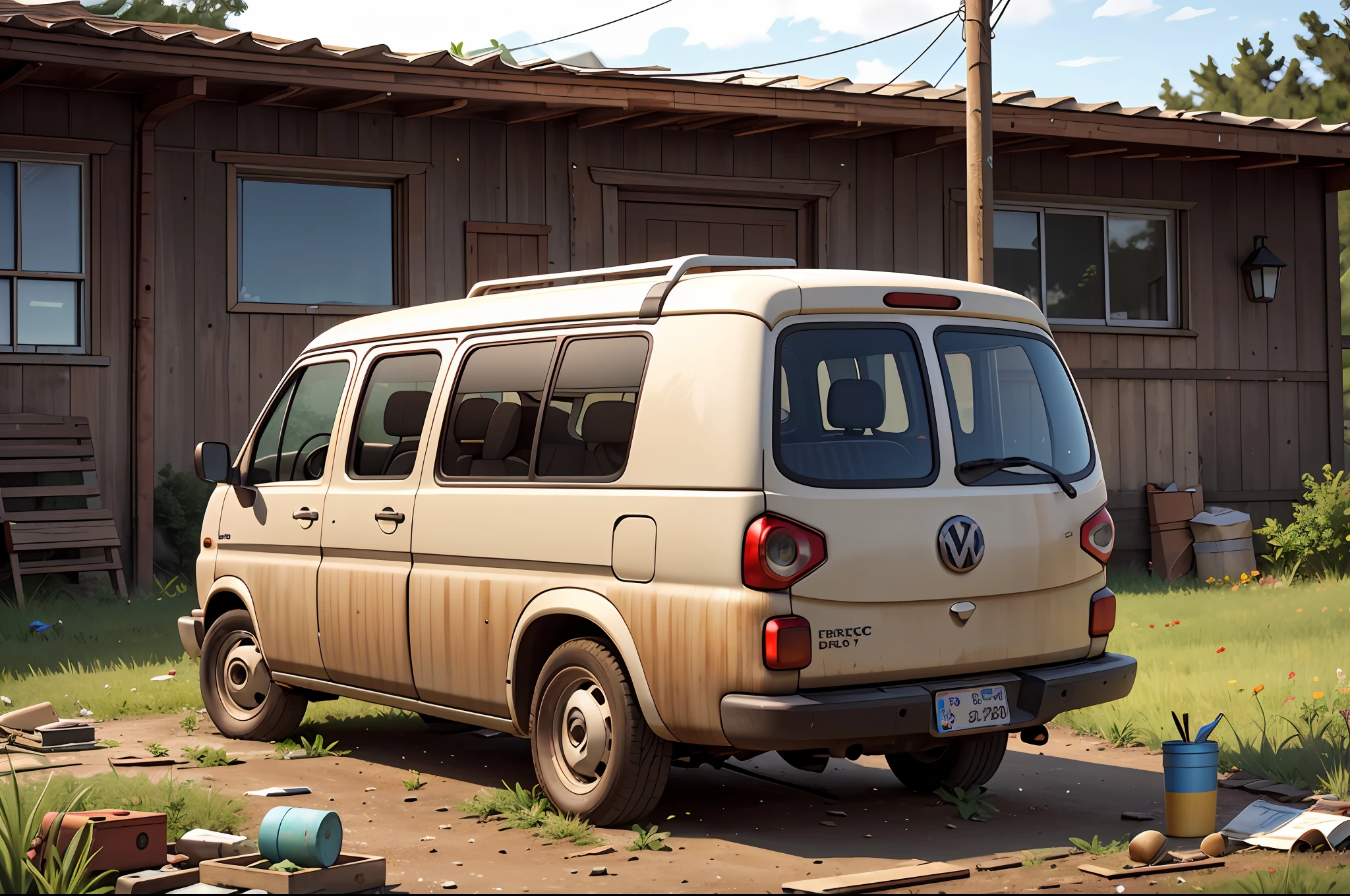 The courtyard of the family home features the presence of an old Volkswagen California. abandoned T1 model, Over time,It clearly lacks care and maintenance. This VW is parked in the backyard of the house, occupying a significant portion of the space.
Their appearance shows obvious signs of abandonment. The paint has faded and peeled in many places, revealing rust stains and worn areas on its bodywork.
The windows were dirty,It is covered with dust, which makes it difficult to see from the outside. Some windows are broken or missing, and covered with makeshift plastic or wood sheets to protect the interior of the vehicle.
The exterior of the VW shows noticeable wear, with rust stains, The paint peels,Parts may be missing or damaged, such as mirrors or lights. The wheels are deflated and covered with dirt, giving the impression that the vehicle has been parked in the same place for a long period of time.
The area surrounding the VW is messy and neglected, with weeds or weeds growing around. There may be debris or abandoned items near the vehicle, contributing to a sense of abandonment and inattention in that yard space.
