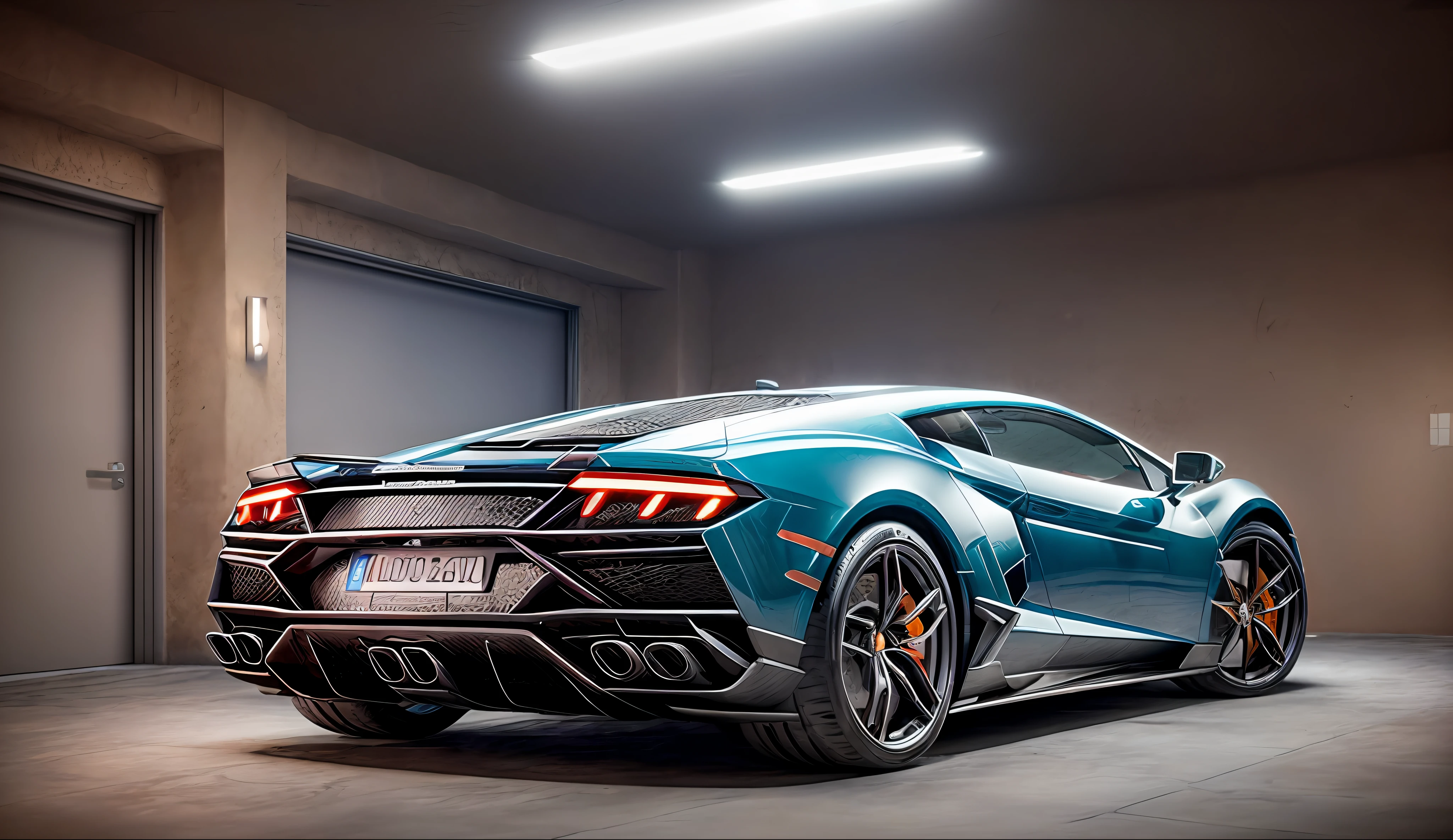 A picture of a baby blue svo Lamborghini parked under a well lit parkade at night , shallow depth of field, cinematic light, soft light (RAW, analogue, Nikon Z 14mm ultra-wide angle lens, award-winning glamour photograph, ((best quality)), ((masterpiece)), ((realistic)), tessellation, ambient occlusion, ray-tracing, subsurface scattering, radiant light rays, high-res, detailed facial features, high detail, sharp focus, aesthetic, extremely detailed, extremely, octane render, photorealistic, realistic, post-processing, max detail, realistic shadows, roughness, real life, ultra-realistic, photorealism, photography, 8k UHD, photography, intricate, highly detailed, sharp focus, stunning, 8k, intricate, highly detailed, majestic, digital photography, (masterpiece, sidelighting, finely detailed, wide angle camera,