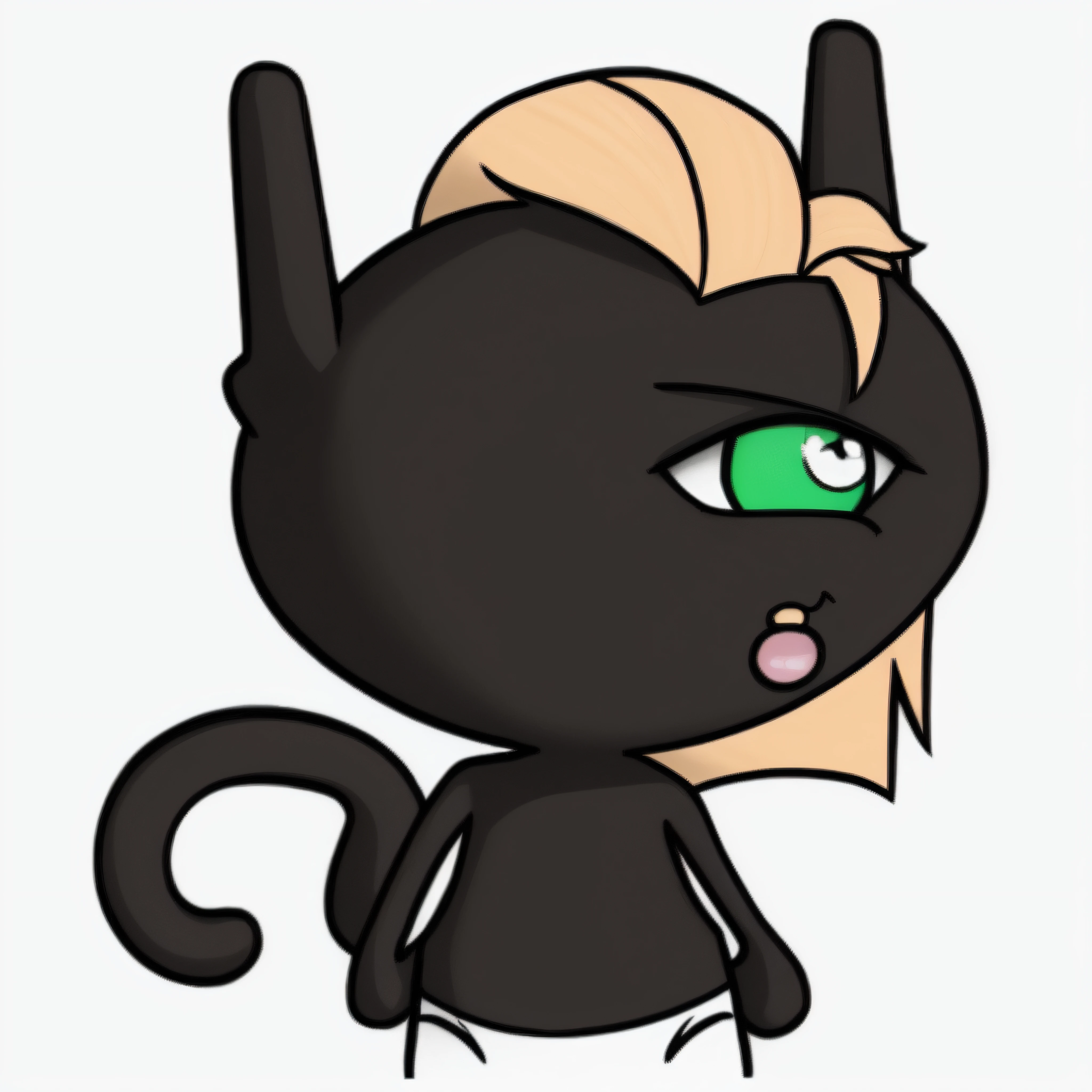 cartoon black and blonde hair and green eye, chibi, cel shaded!!!, cel - shaded art style, elokitty, anthropomorphic mare, clean cel shaded, cel shaded, in cartoon style, cel shaded:15, toon, toon shading, nefarious smirk, toon - shading, ashy