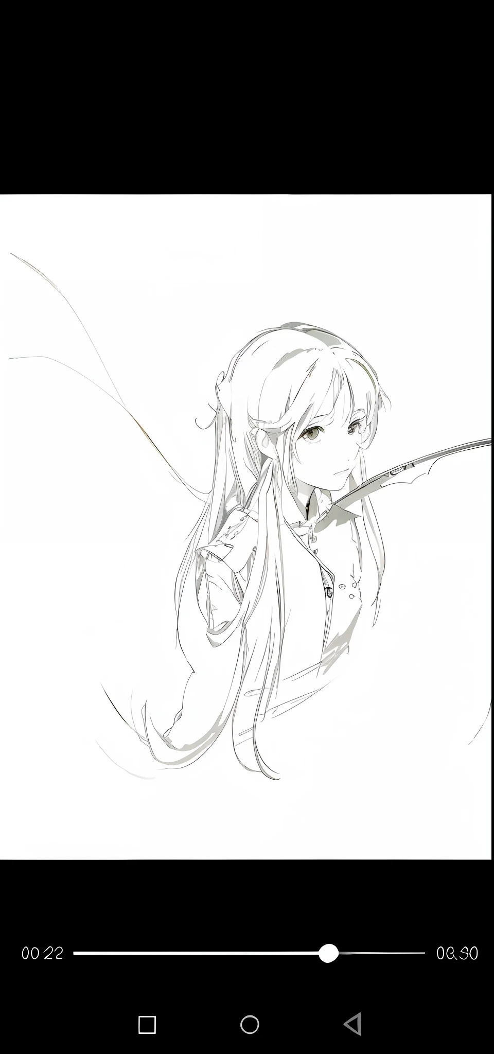 a drawing of a woman with long hair and a sword, clean anime outlines, old sketch, sketchy artstyle, Line sketch!!, Simple lines of art, Line sketch, anime sketch, thick lineart, no shade, linear art, Rough sketch, detailed but rough, loose pencil sketch, thick black lineart, Outline sketch, clean lineart, author:Ei-Q
