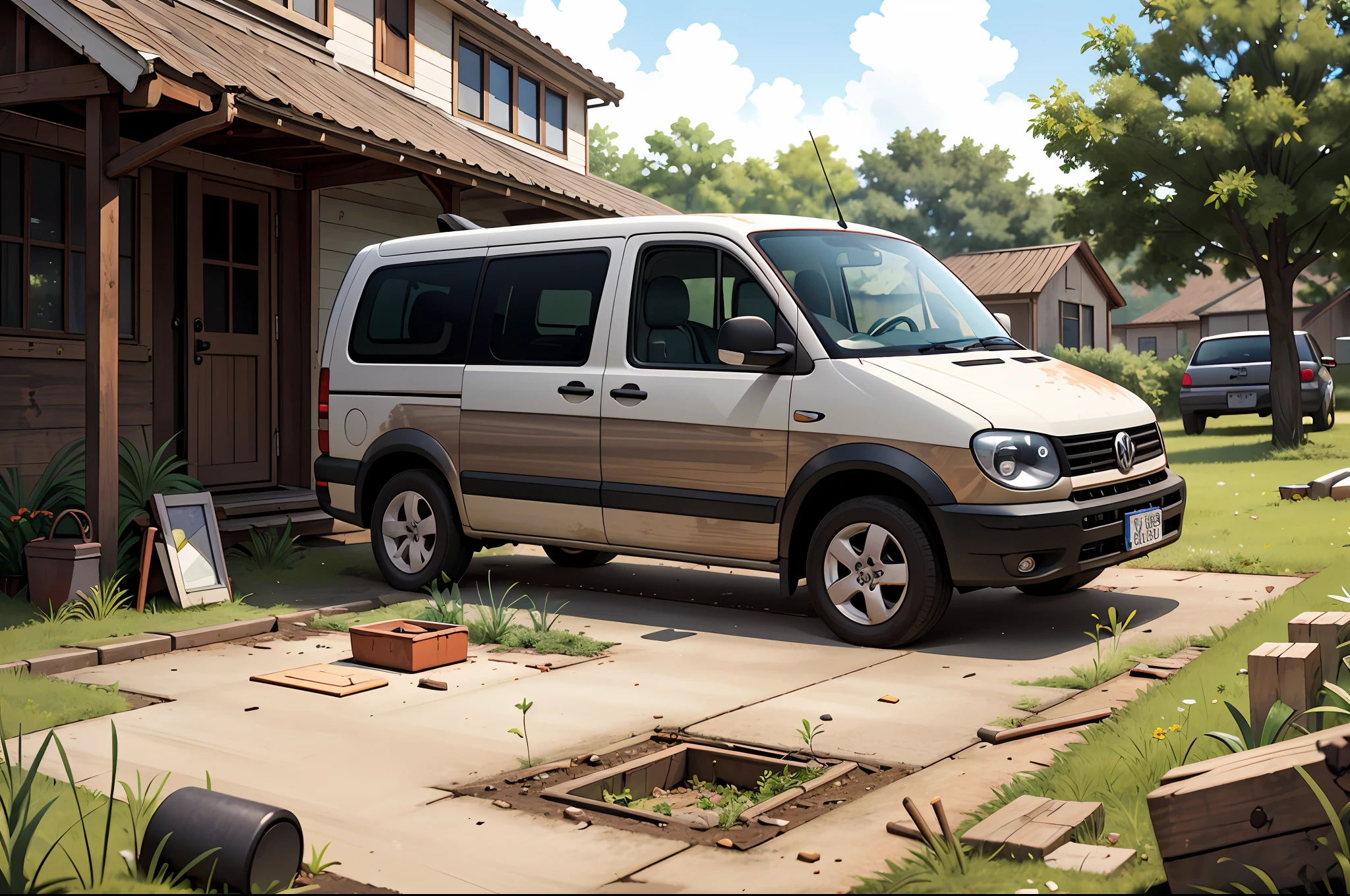 The courtyard of the family home features the presence of an old Volkswagen California. abandoned T1 model, Over time,It clearly lacks care and maintenance. This VW is parked in the backyard of the house, occupying a significant portion of the space.
Their appearance shows obvious signs of abandonment. The paint has faded and peeled in many places, revealing rust stains and worn areas on its bodywork.
The windows were dirty,It is covered with dust, which makes it difficult to see from the outside. Some windows are broken or missing, and covered with makeshift plastic or wood sheets to protect the interior of the vehicle.
The exterior of the VW shows noticeable wear, with rust stains, The paint peels,Parts may be missing or damaged, such as mirrors or lights. The wheels are deflated and covered with dirt, giving the impression that the vehicle has been parked in the same place for a long period of time.
The area surrounding the VW is messy and neglected, with weeds or weeds growing around. There may be debris or abandoned items near the vehicle, contributing to a sense of abandonment and inattention in that yard space.