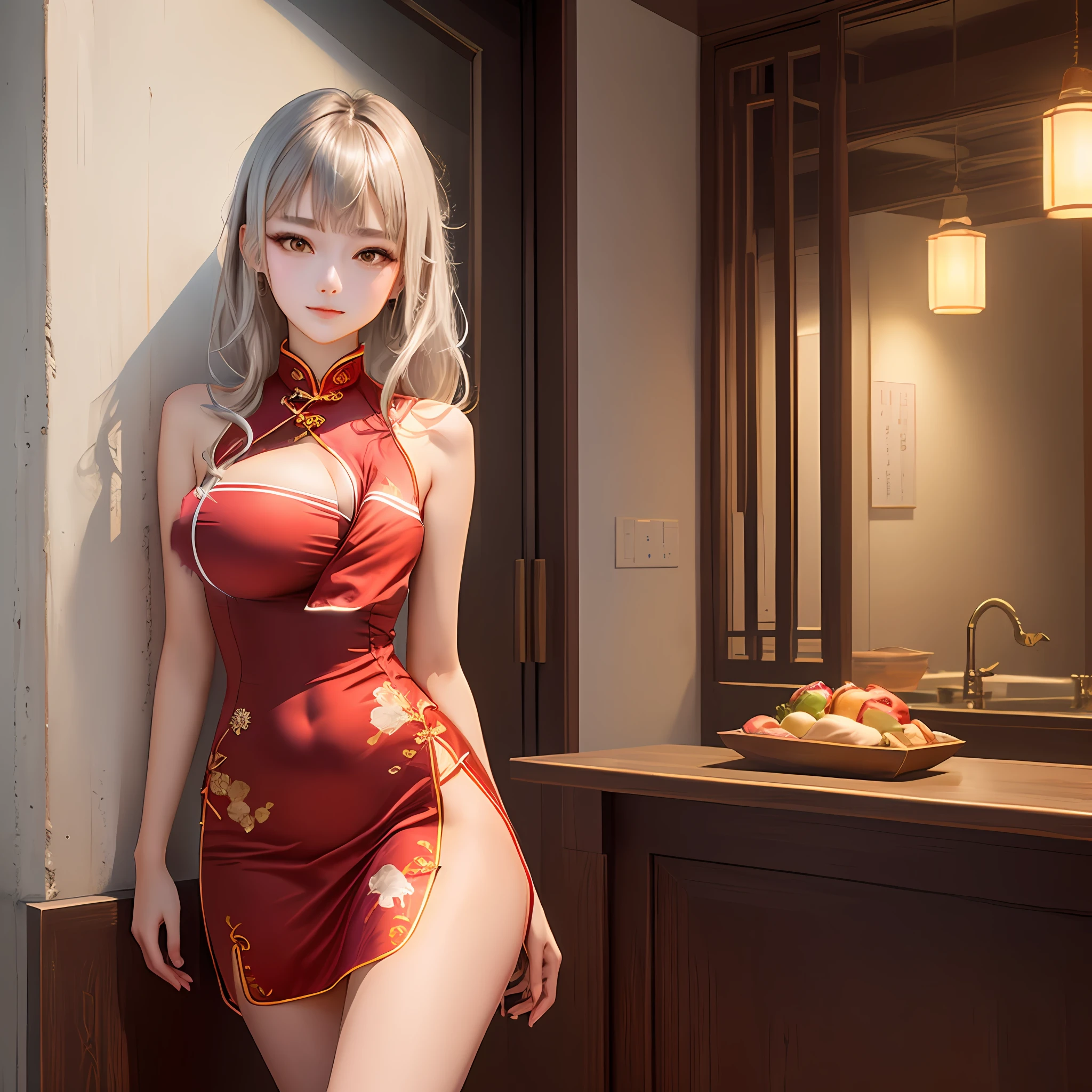 Big breasts red clothes
