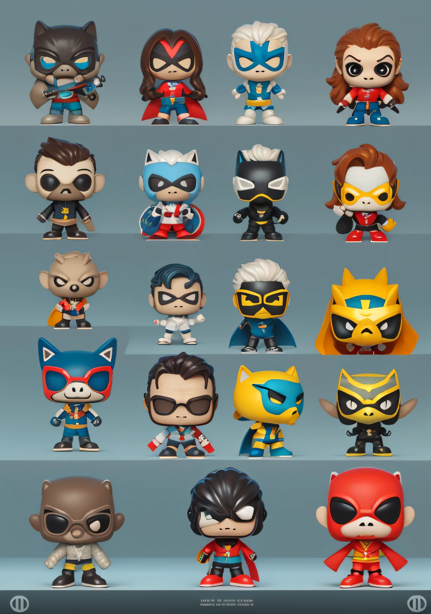 boneco funko personagens DC comics, 3d, alta resolução, 8k