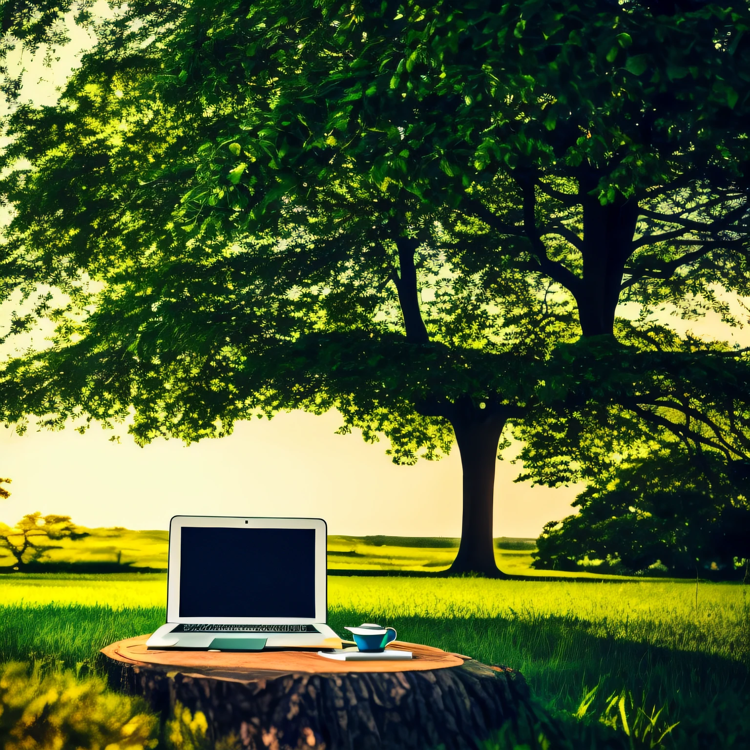 writer,laptop pc,under the tree --auto