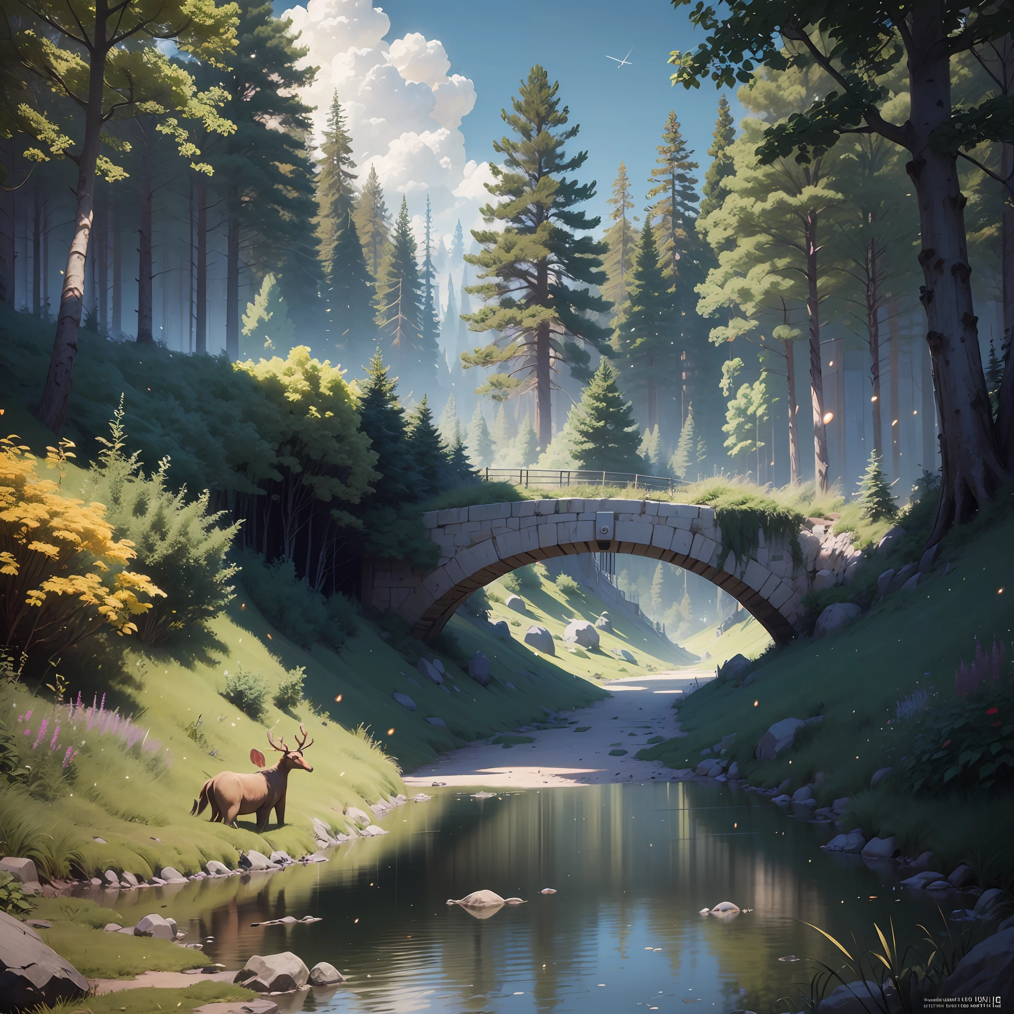 Masterpiece, best quality, (very detailed CG unity 8k wallpaper), (best quality), (best illustration), (best shadows), glow sprite, with a glowing deer, in the swimming pool Drinking water, natural elements in the forest theme. Mysterious forest, beautiful forest, nature, surrounded by flowers, delicate leaves and branches surrounded by fireflies (natural elements), (jungle theme), (leaves), (twigs), (fireflies), (particle effects) etc. 3D , Octane rendering, ray tracing, super detailedSky, Clouds, holding_weapon, no_humans, Glow, giant mechanical _ trees , city with tall trees _Architecture, “sky, cloud, glowing, big trees ,comunity,joy, ghost elephants, robot, cybernetic _trees, tree_mech, sci-fi, cityscape, realistic, mechanical” Science Fiction, Cities, Rendered in Octane, hyper realistic, 8k, epic composition, cinematic, octane render, artstation landscape vista photography by Carr Clifton & Galen Rowell, 16K resolution, Landscape veduta photo by Dustin Lefevre & tdraw, 8k resolution, detailed landscape painting by Ivan Shishkin, DeviantArt, Flickr, rendered in Enscape, Miyazaki, Nausicaa Ghibli, Breath of The Wild,,trending in artstation, cgsociety, 8k post-processing highly detailed,Junji Murakami, Mucha Klimt, Sharandula, Hiroshi Yoshida, Tom Bagshaw, Ross Tran, Artgerm,Craig Mullins,dramatic,Junji Murakami, moody lighting rendered by octane engine,characters 8K symmetrical arstation, cape,cinematic lighting, intricate details, 8k detail post processing, hyperealistic, octane rend, Zdzisław Beksiński style, ar 2:3 Reality Reality –auto –v6 –s2Finetuned Model Leon --auto --s2