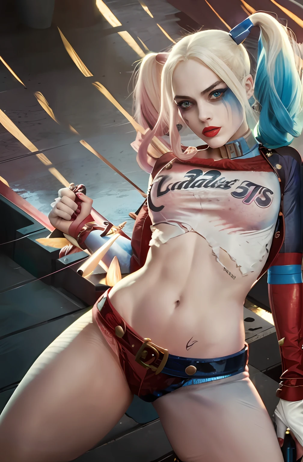 Harley Quinn, arrodillada, expuesto, perfecto, cuerpo hermoso, cara perfecta cuerpo perfecto cara perfecta cuerpo perfecto cara perfecta cuerpo perfecto cara perfecta cuerpo perfecto manos perfectas dedos perfectos