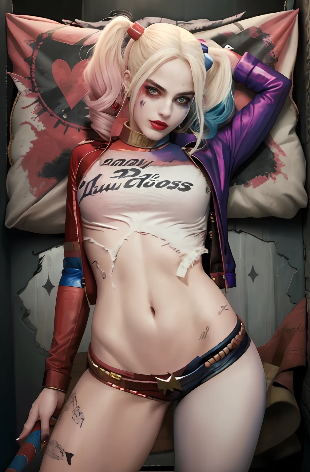 Harley Quinn, arrodillada, expuesto, perfecto, cuerpo hermoso, cara perfecta cuerpo perfecto cara perfecta cuerpo perfecto cara perfecta cuerpo perfecto cara perfecta cuerpo perfecto manos perfectas dedos perfectos