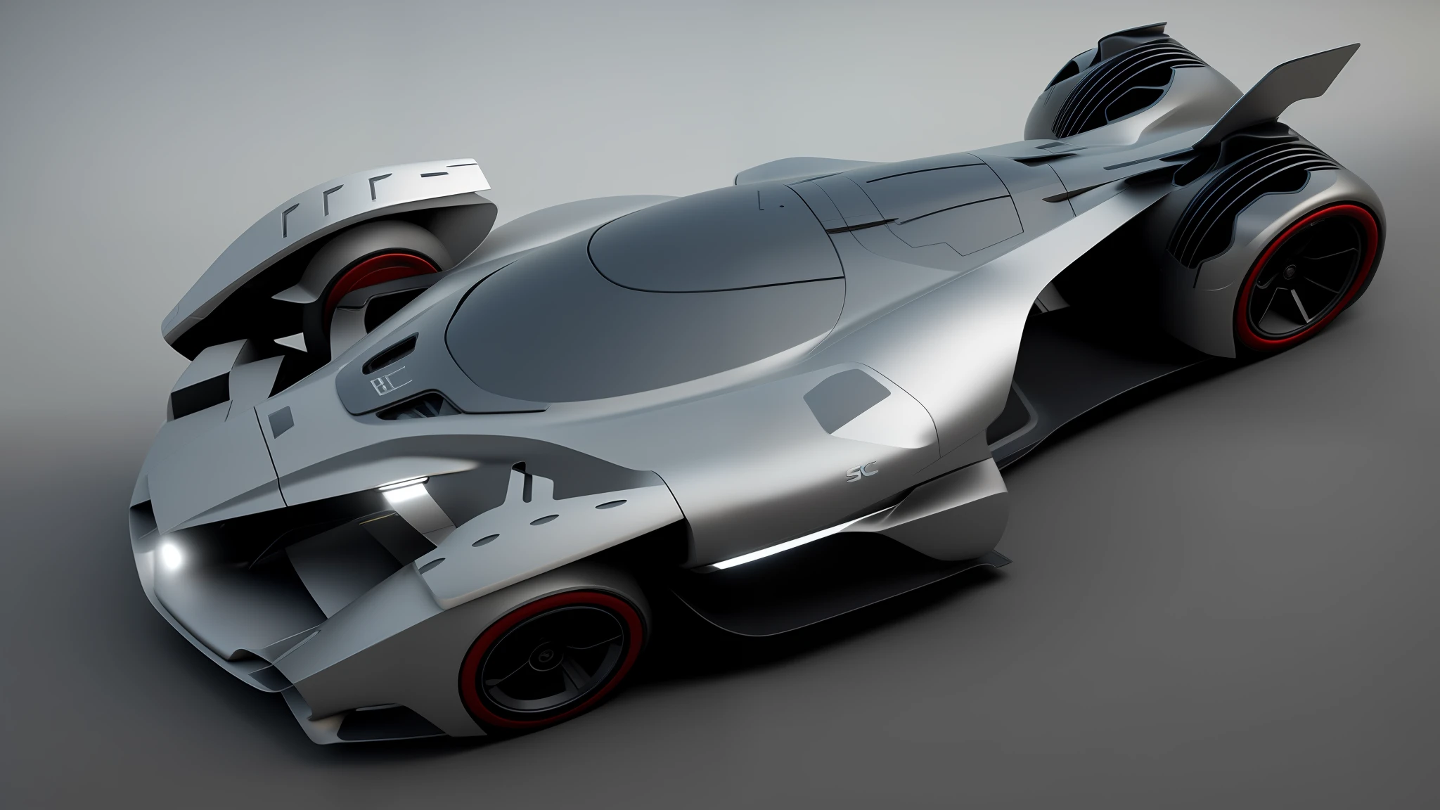 A closeup of a car with a large wing on a gray surface, sci-fi car, futuristic vehicle, vehicle concept photo!!, badass Batmobile car design, carro futurista, hardsurface modelling, neofuturista altamente detalhado, renderizador octano. CGSetnation, kitbash futurista, futuristic vehicles, super escala renderizada, daniel maidman octane rendering, poli alto
