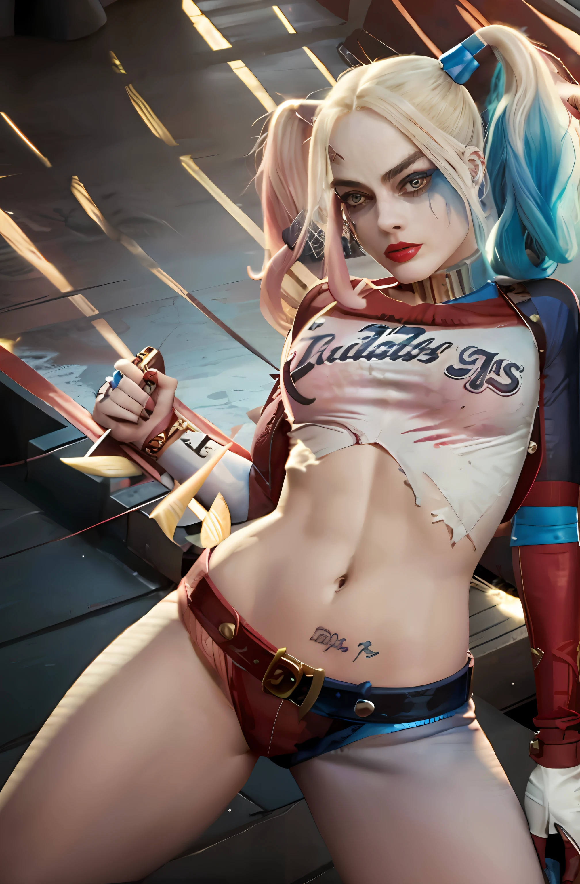 Harley Quinn, arrodillada, expuesto, perfecto, cuerpo hermoso, cara perfecta cuerpo perfecto cara perfecta cuerpo perfecto cara perfecta cuerpo perfecto cara perfecta cuerpo perfecto manos perfectas dedos perfectos